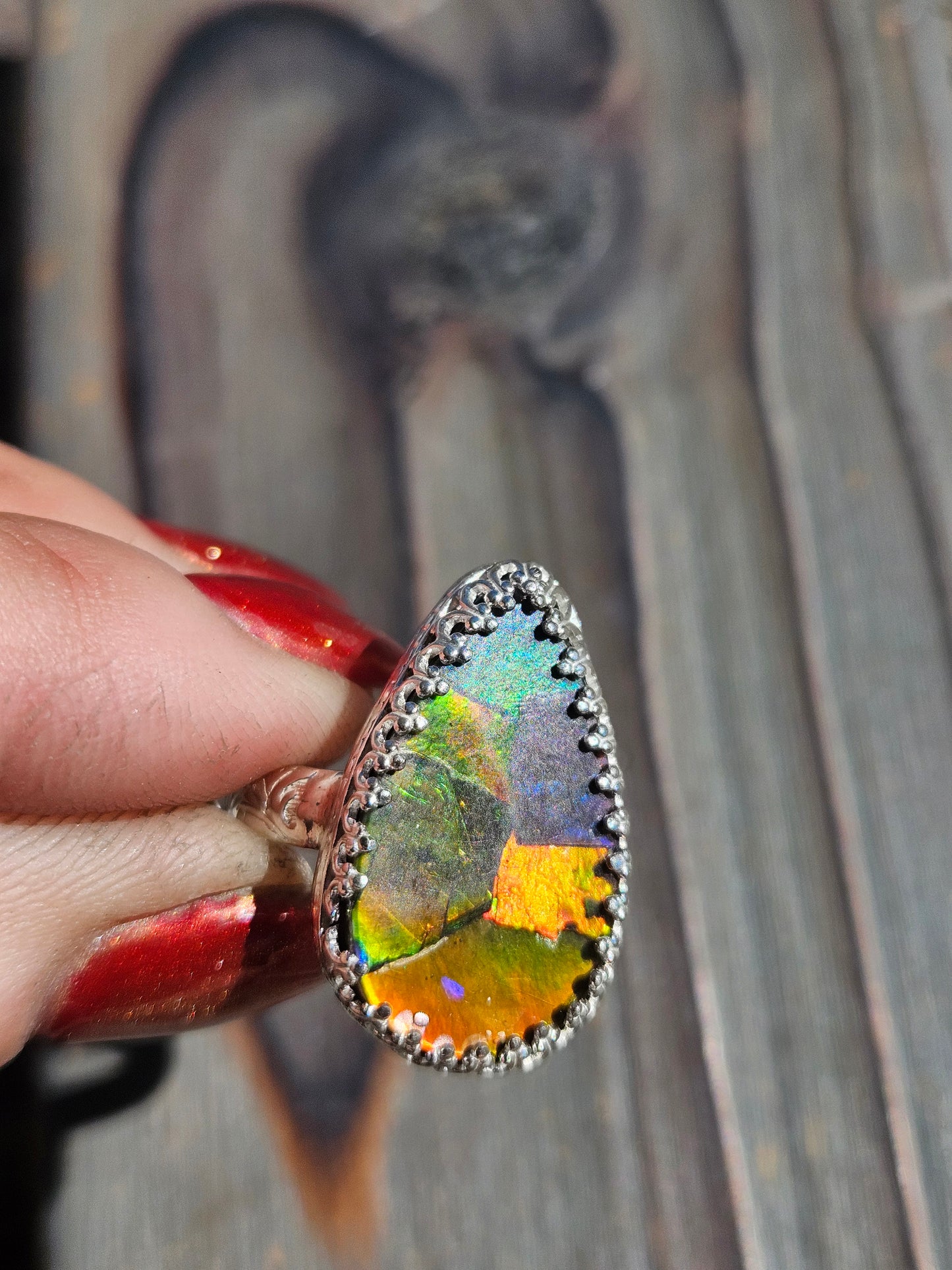 Ammolite Ring, Size 8.5