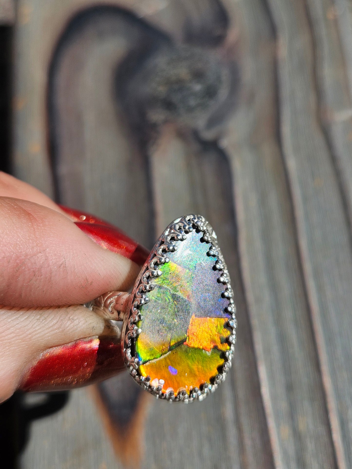 Ammolite Ring, Size 8.5
