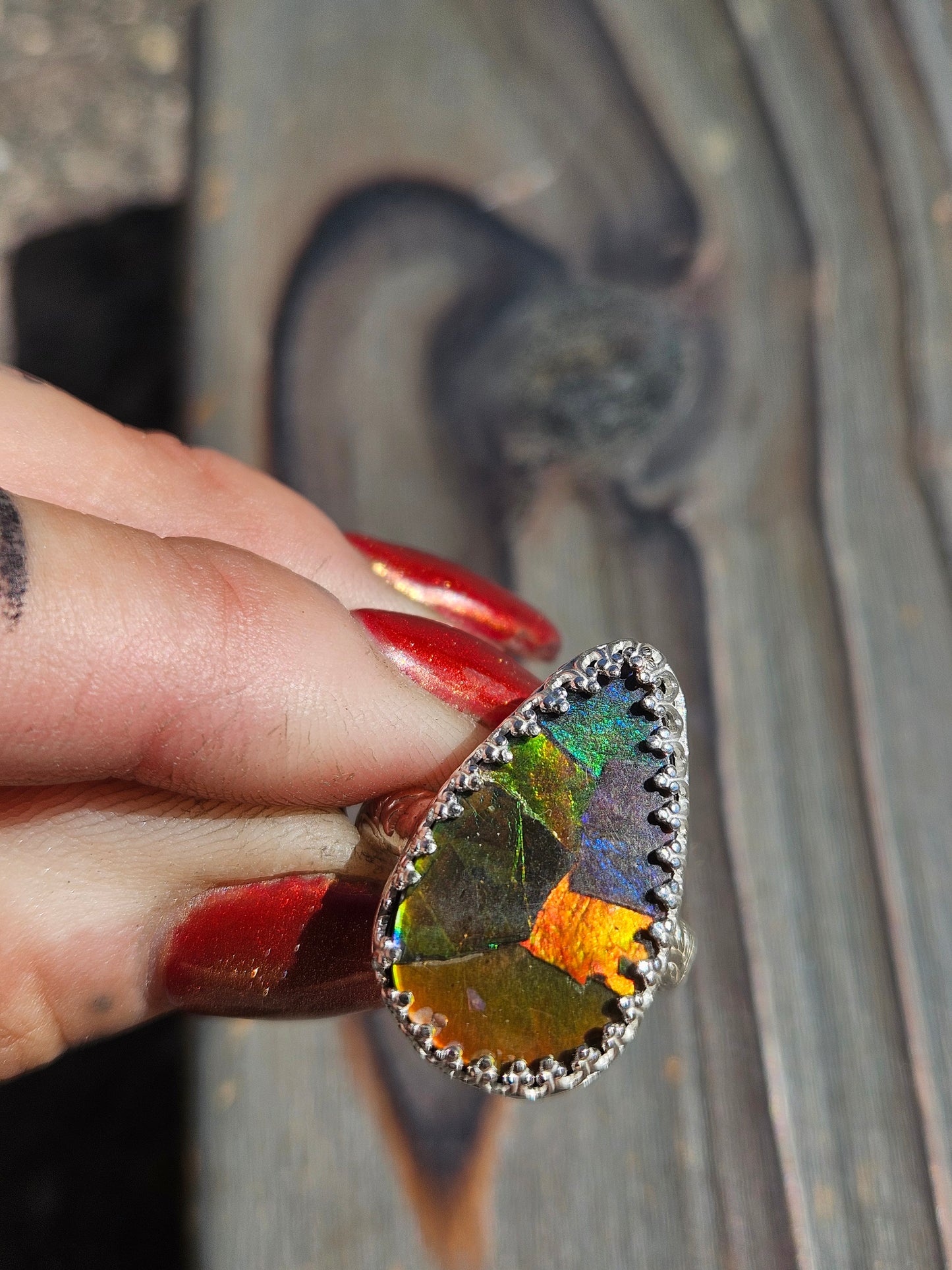 Ammolite Ring, Size 8.5