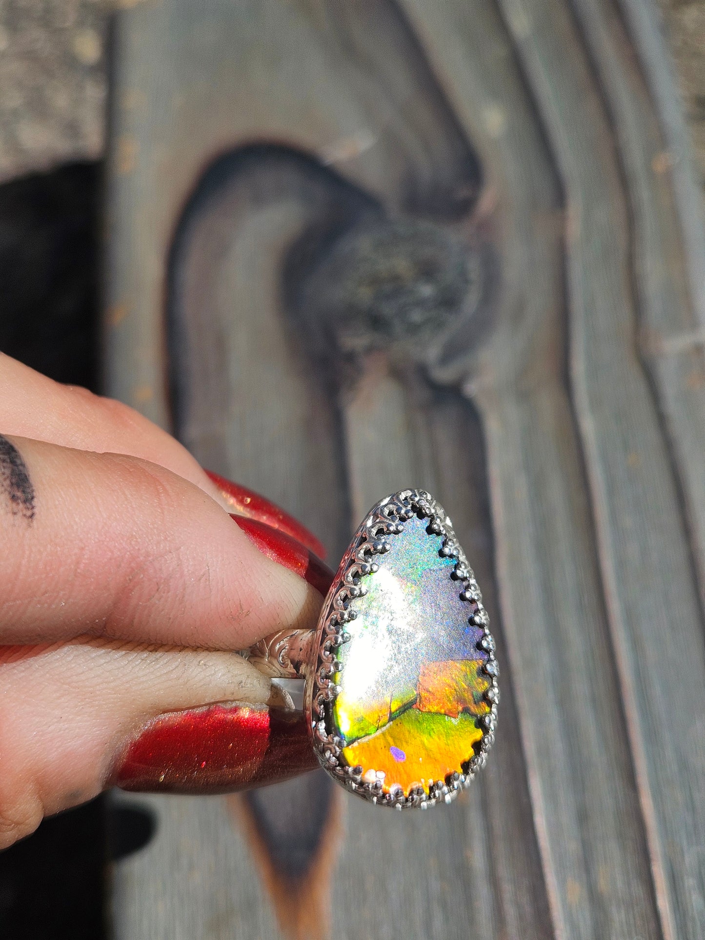 Ammolite Ring, Size 8.5