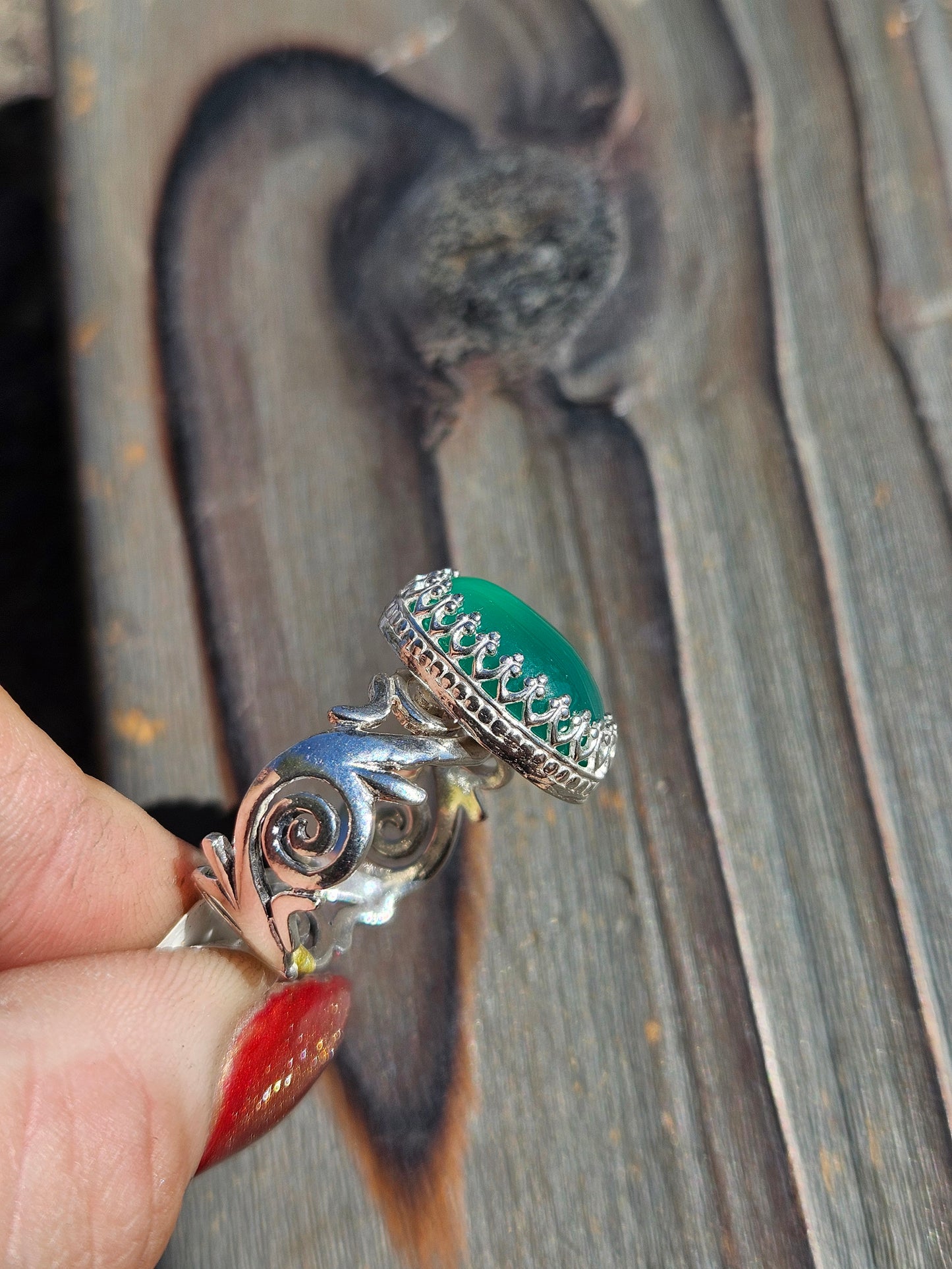 Green Chalcedony Ring, Size 9