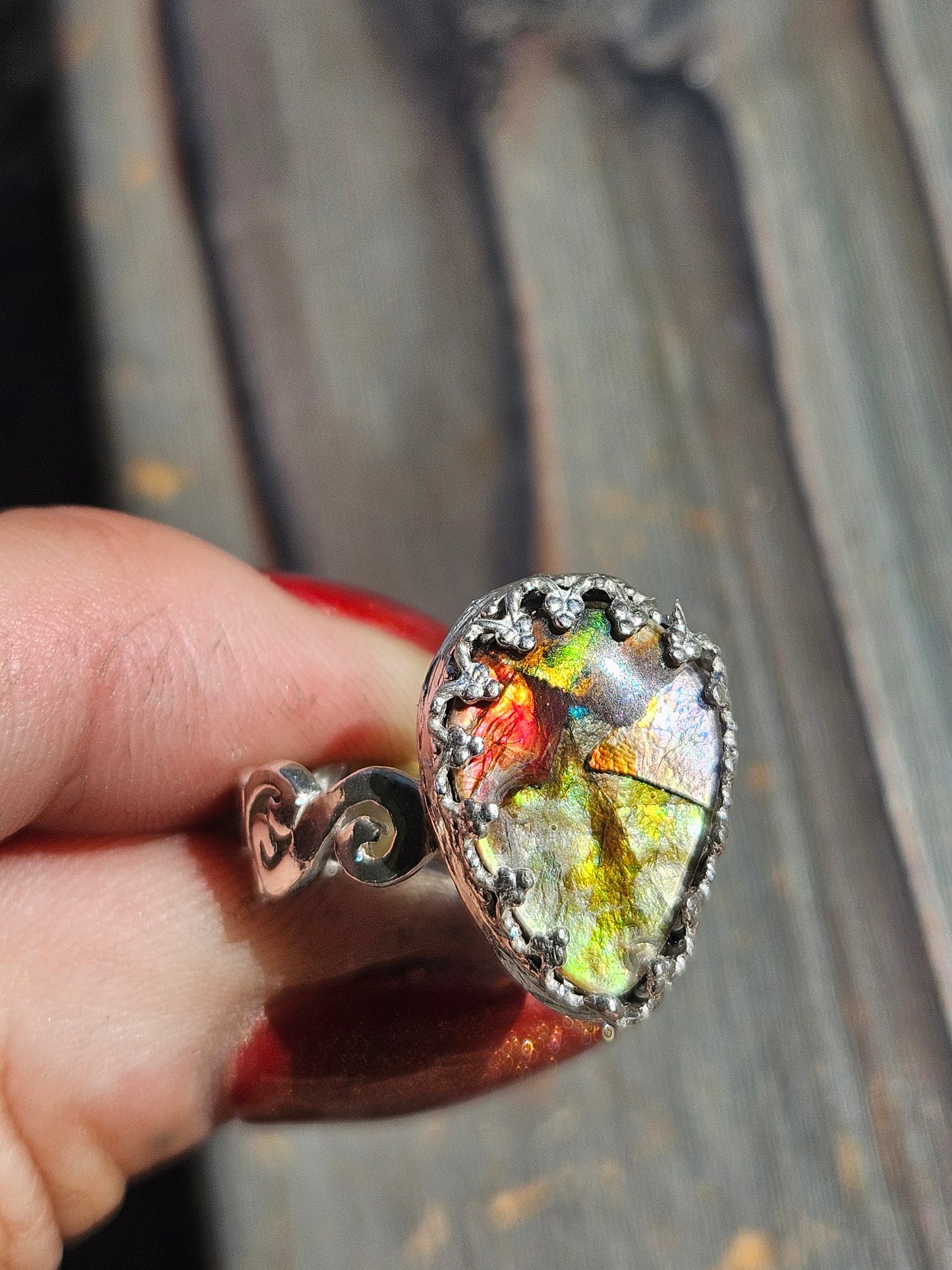 Ammolite Ring, Size 8