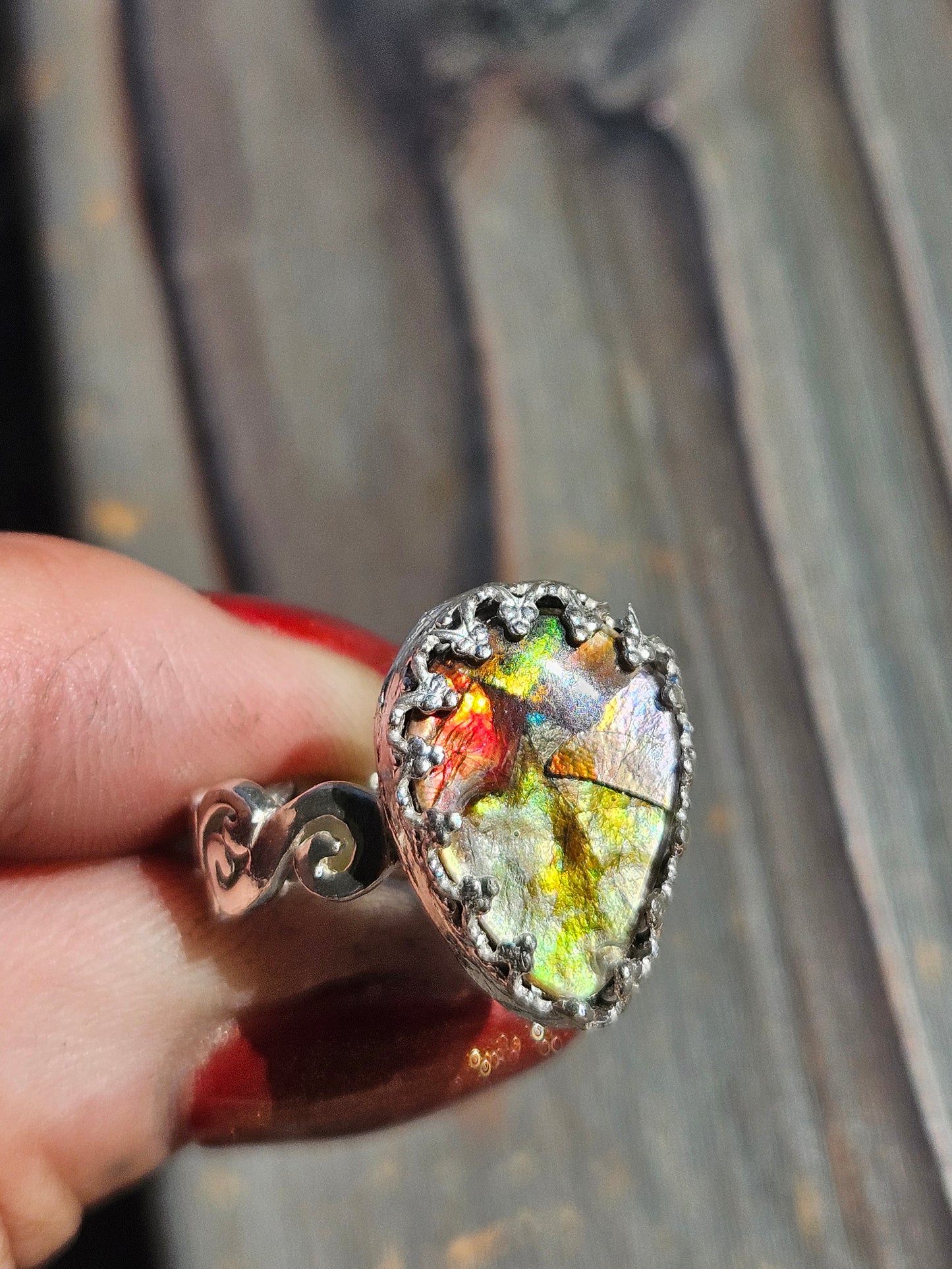 Ammolite Ring, Size 8