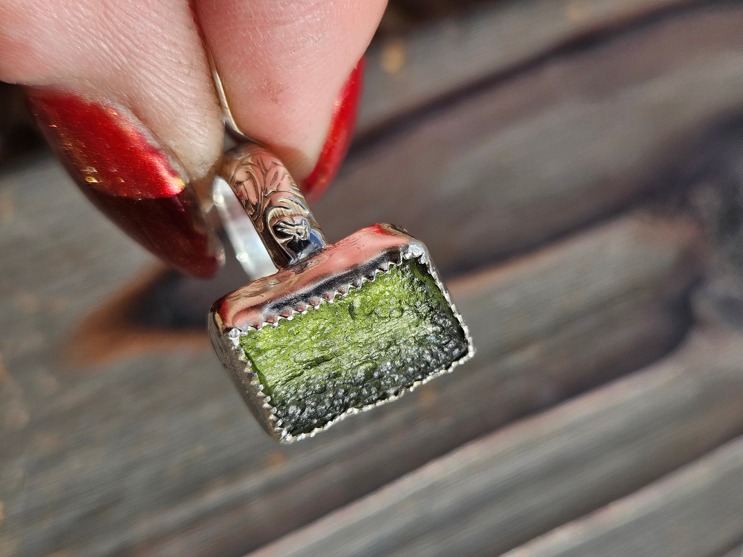Moldavite Ring, Size 9