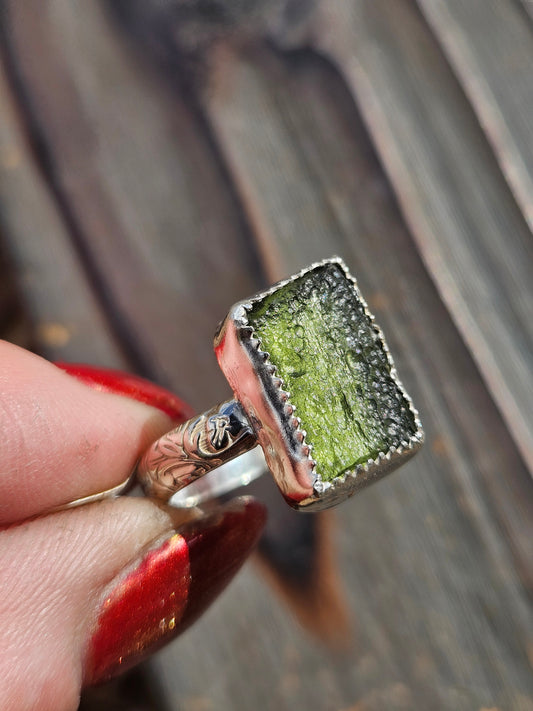 Moldavite Ring, Size 9