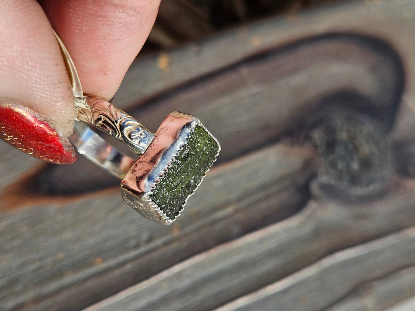Moldavite Ring, Size 9