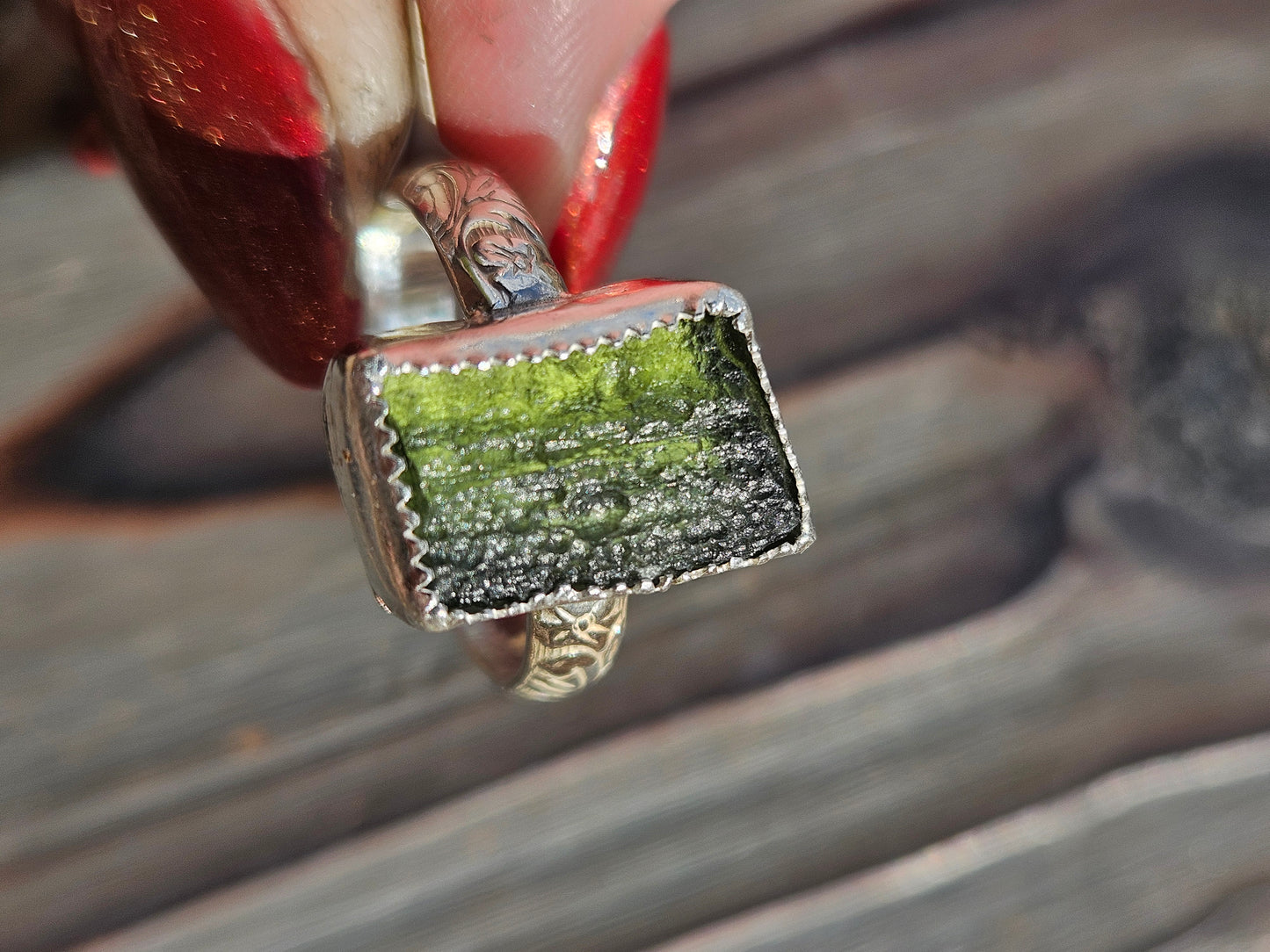 Moldavite Ring, Size 9