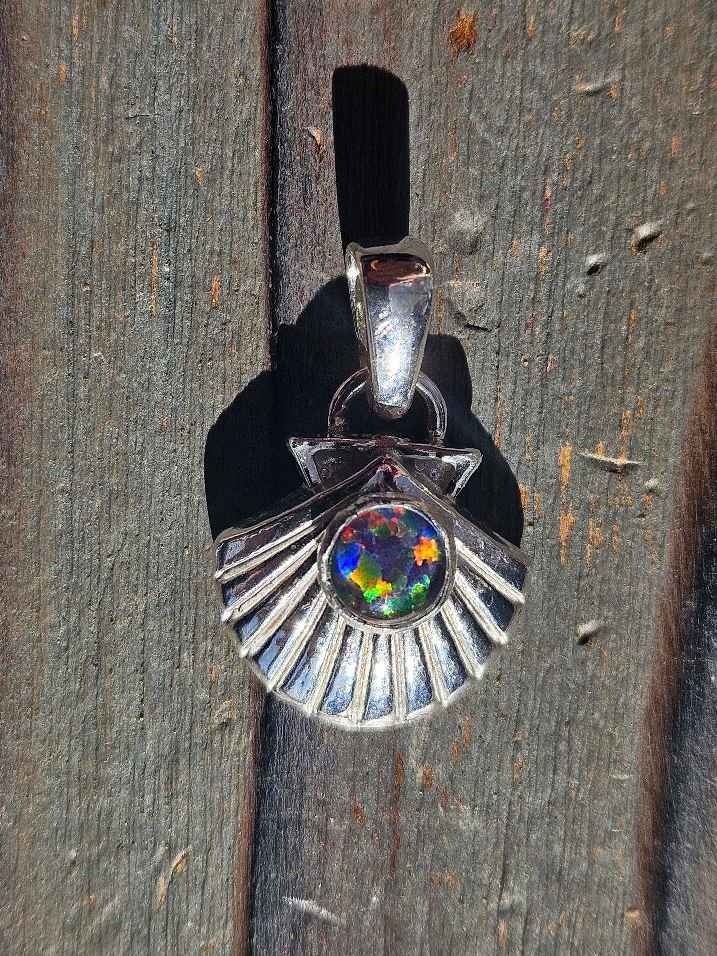 Black Opal Seashell Pendant