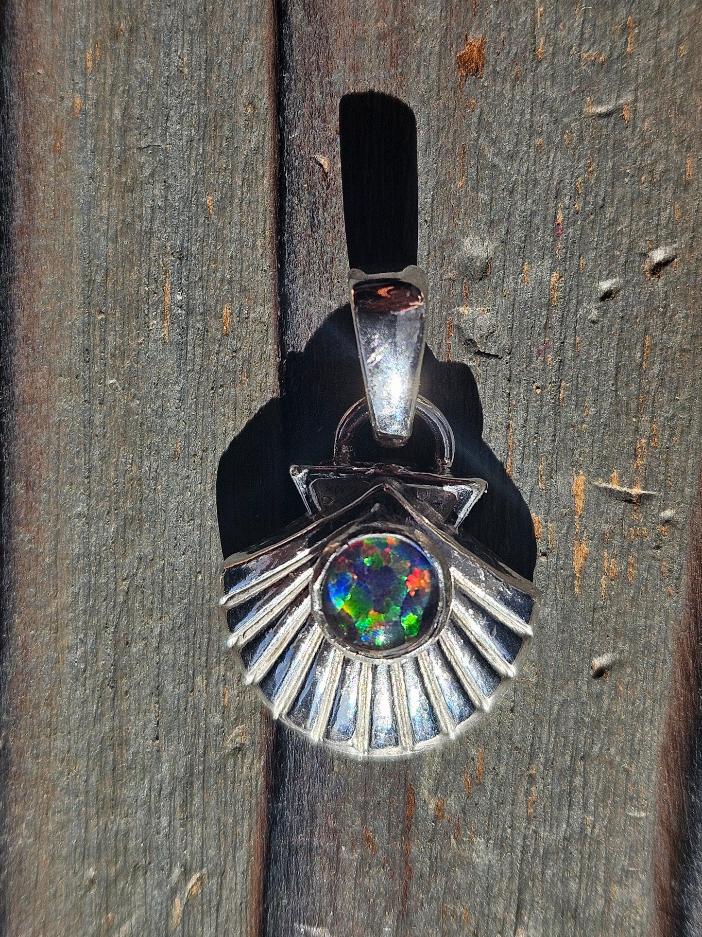 Black Opal Seashell Pendant