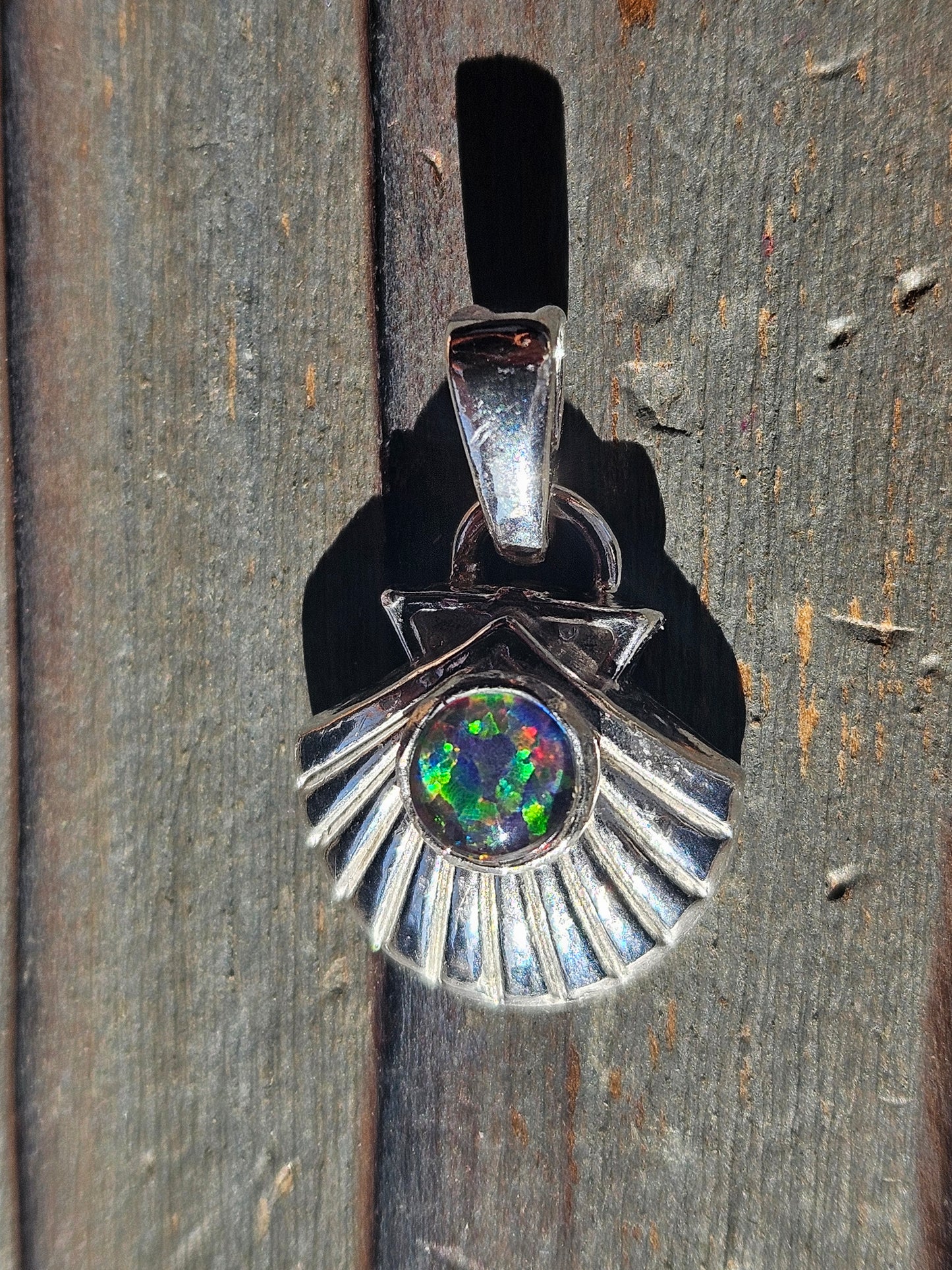 Black Opal Seashell Pendant