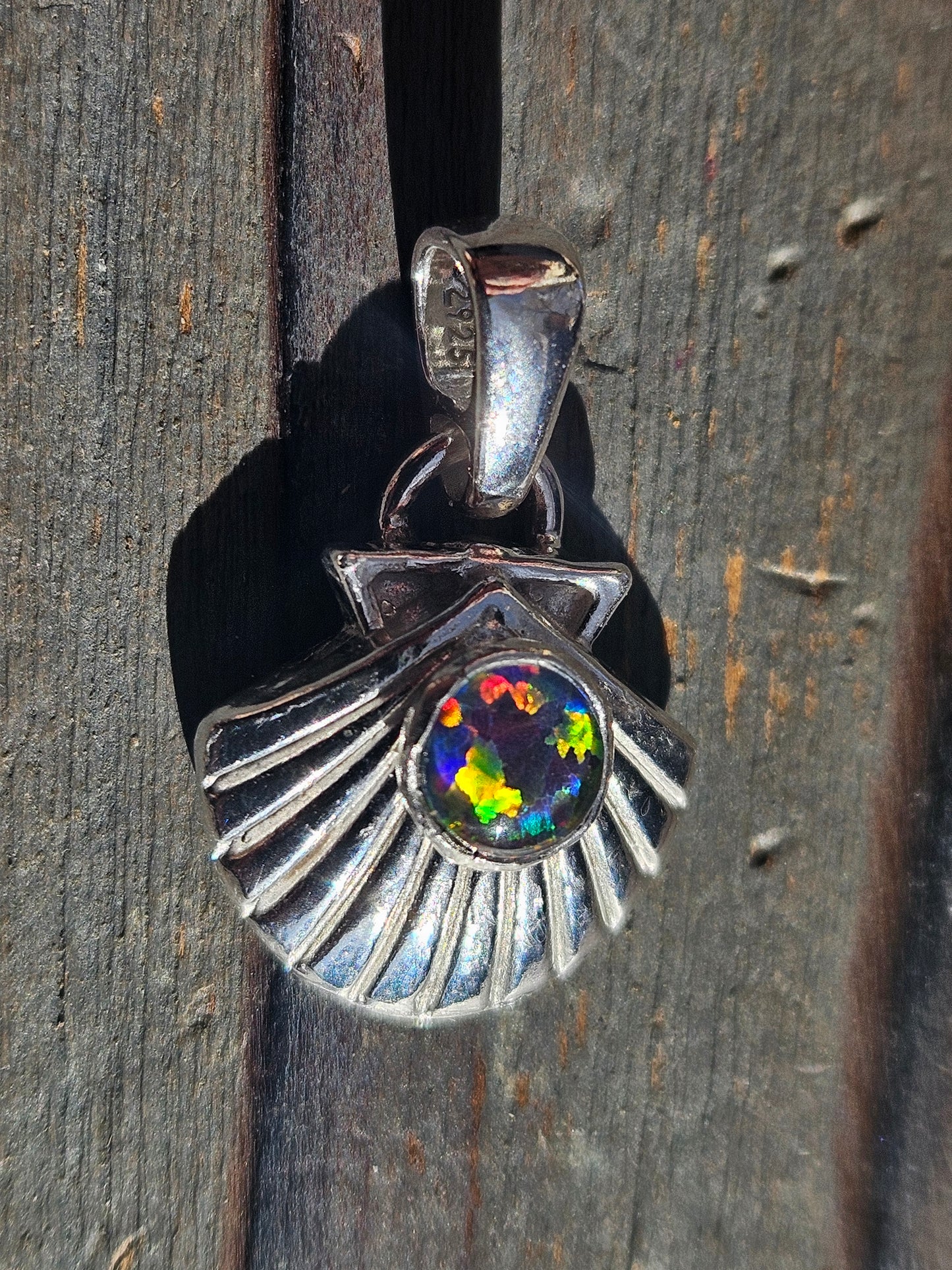 Black Opal Seashell Pendant