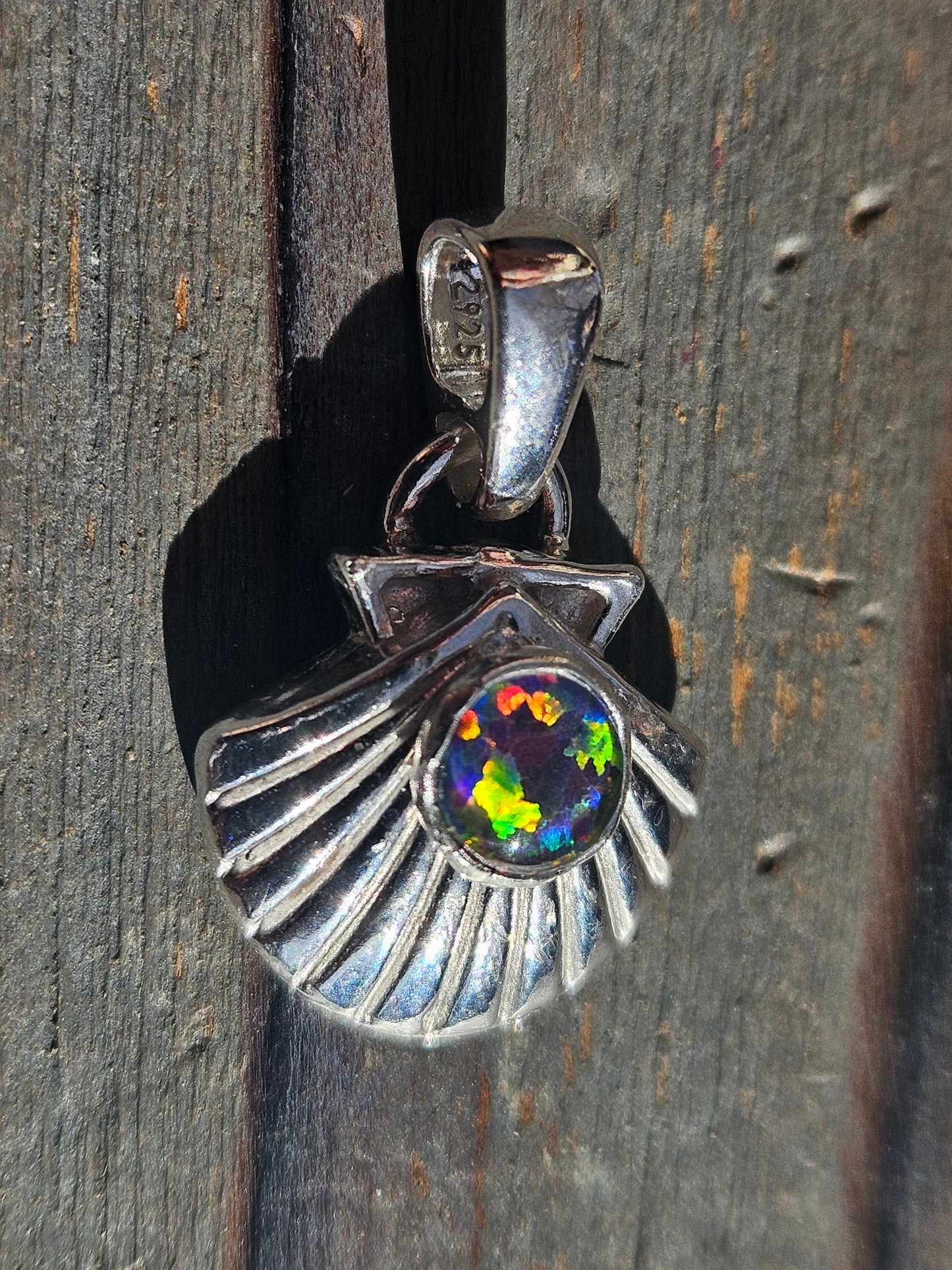 Black Opal Seashell Pendant