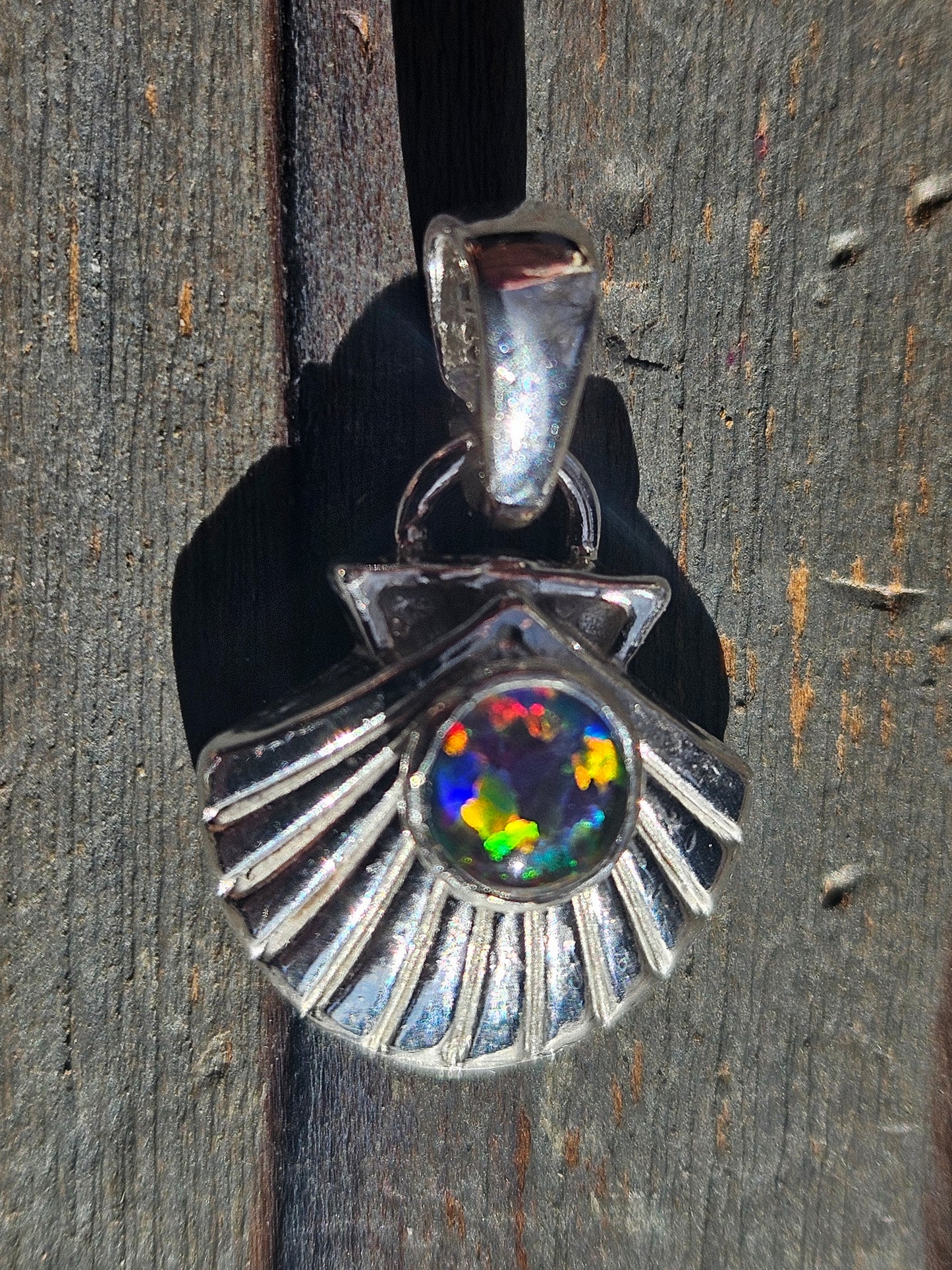 Black Opal Seashell Pendant