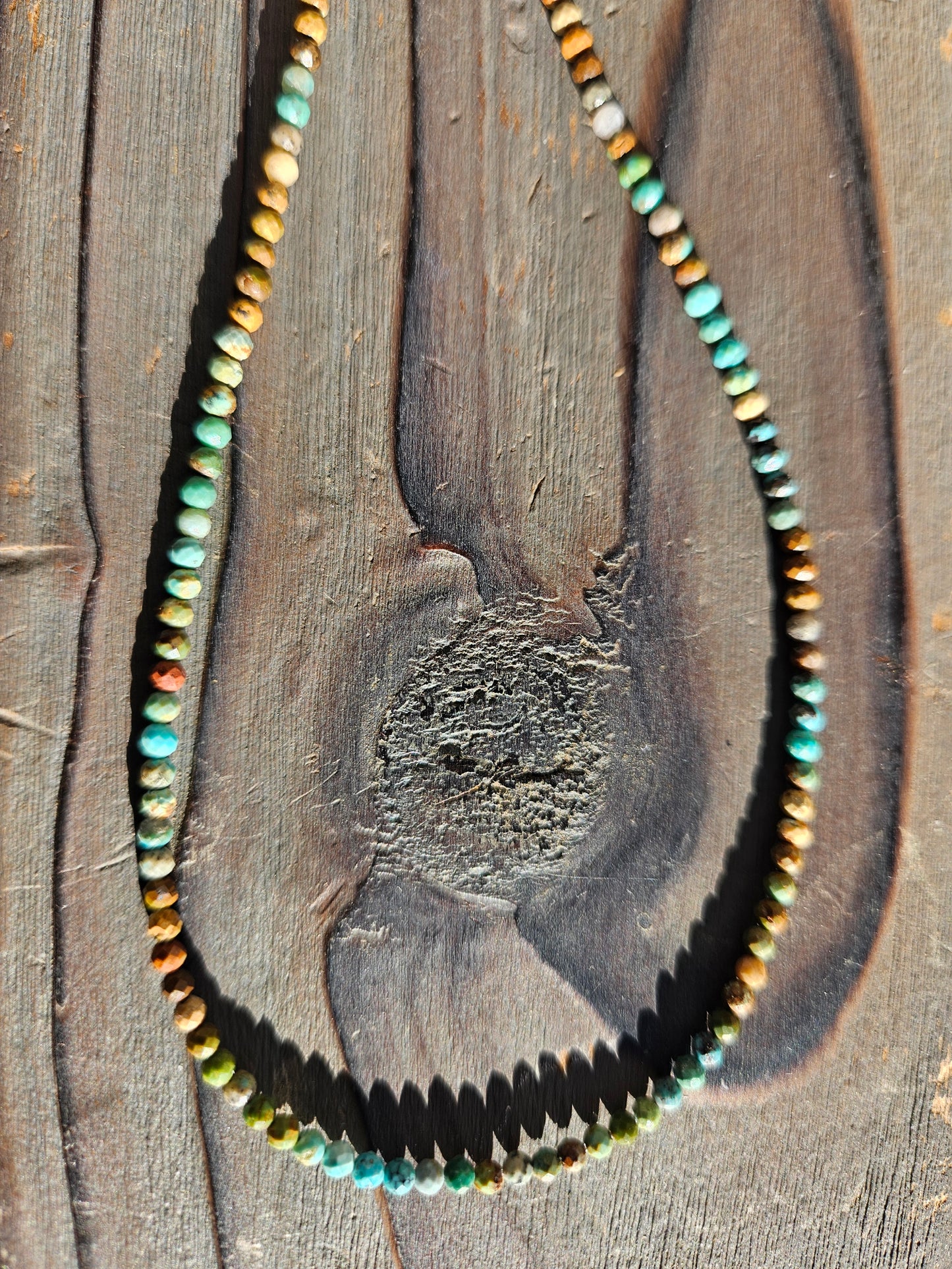 Turquoise Micro Beaded Necklace, 19in