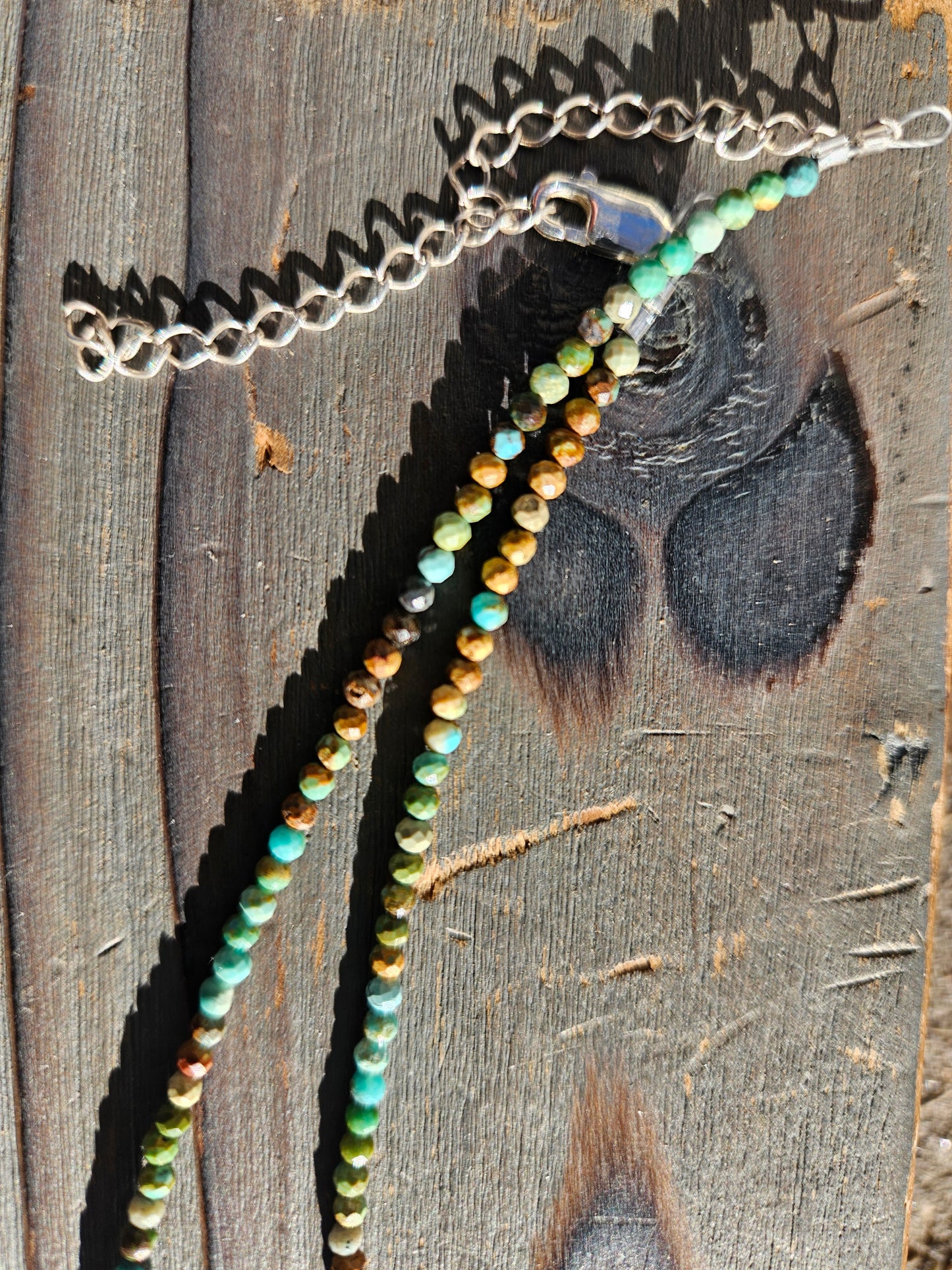 Turquoise Micro Beaded Necklace, 19in