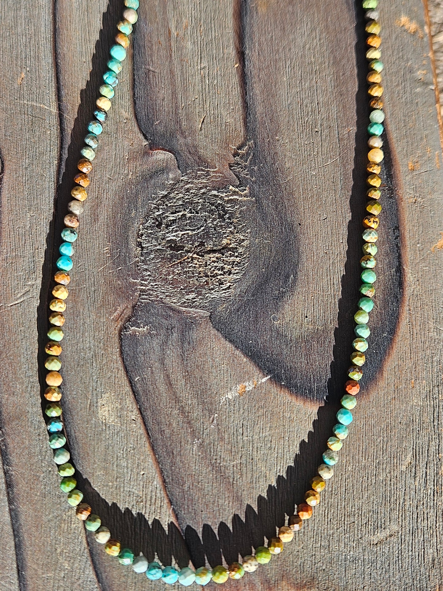 Turquoise Micro Beaded Necklace, 19in