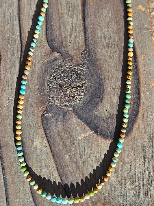 Turquoise Micro Beaded Necklace, 19in