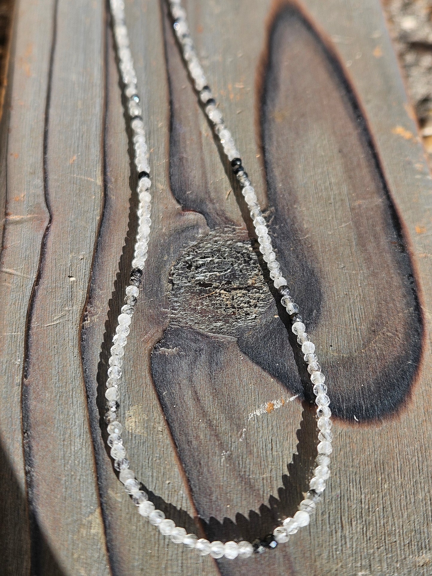 Black Tourmaline MicroMini Necklace, 19in