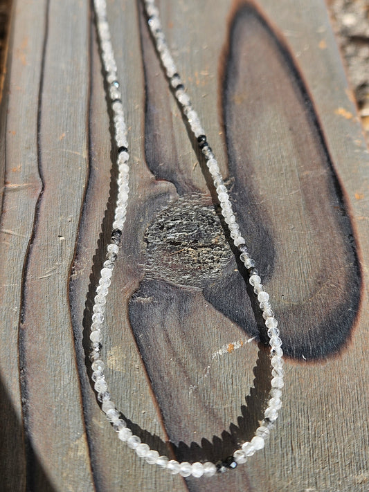 Black Tourmaline MicroMini Necklace, 19in