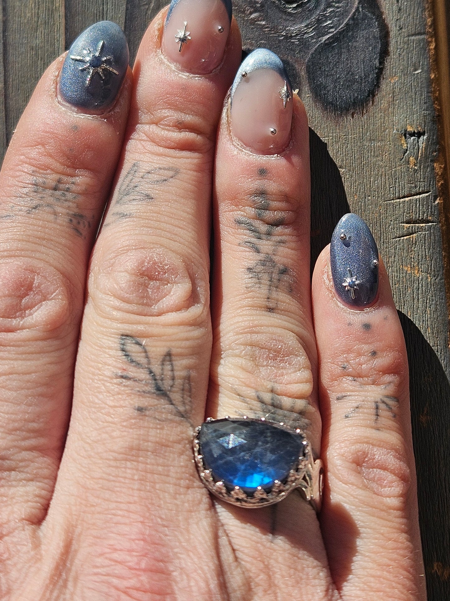 Indigo Labradorite Ring, Size 8