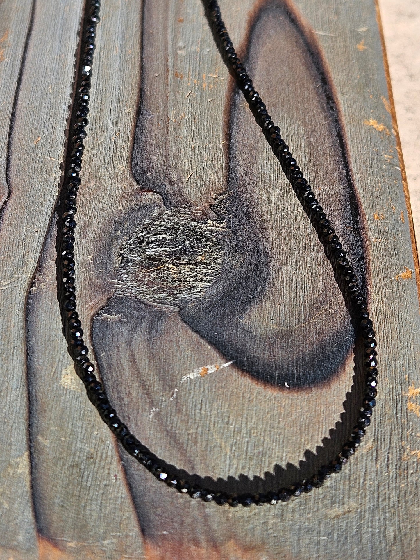 Black Spinel Micro Mini Necklace, 19in