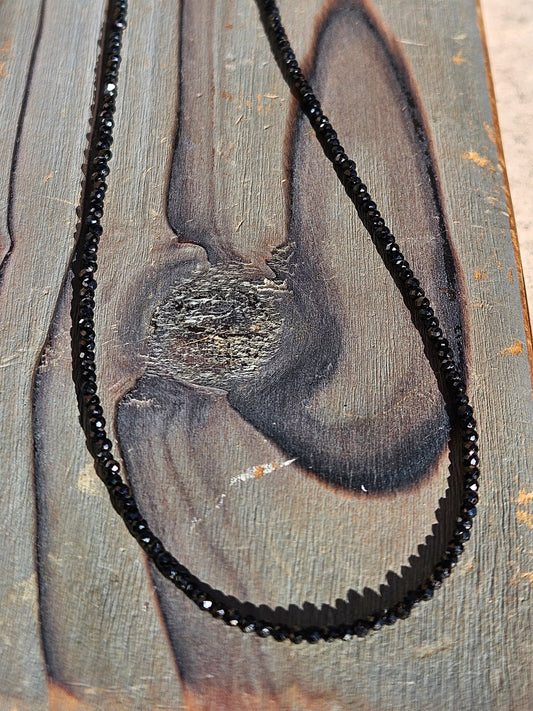 Black Spinel Micro Mini Necklace, 19in