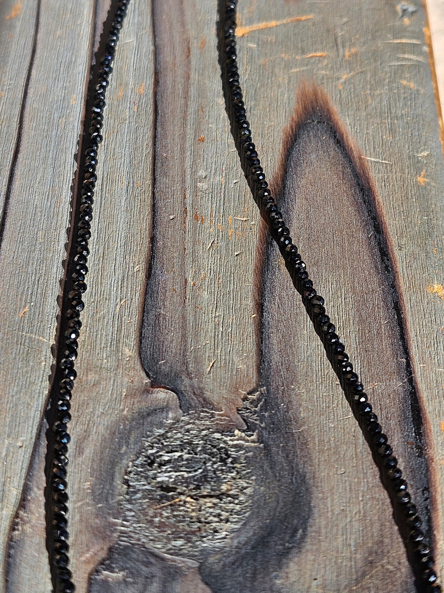 Black Spinel Micro Mini Necklace, 19in