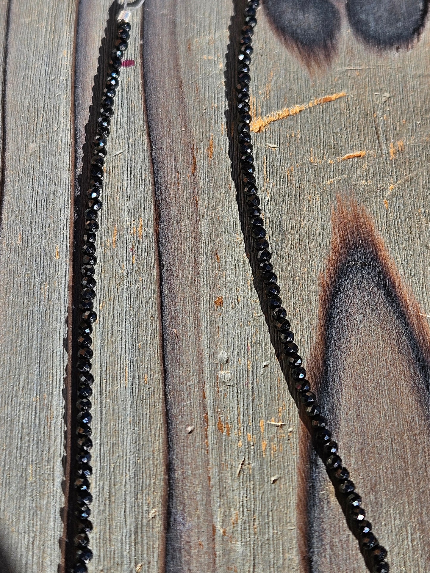 Black Spinel Micro Mini Necklace, 19in