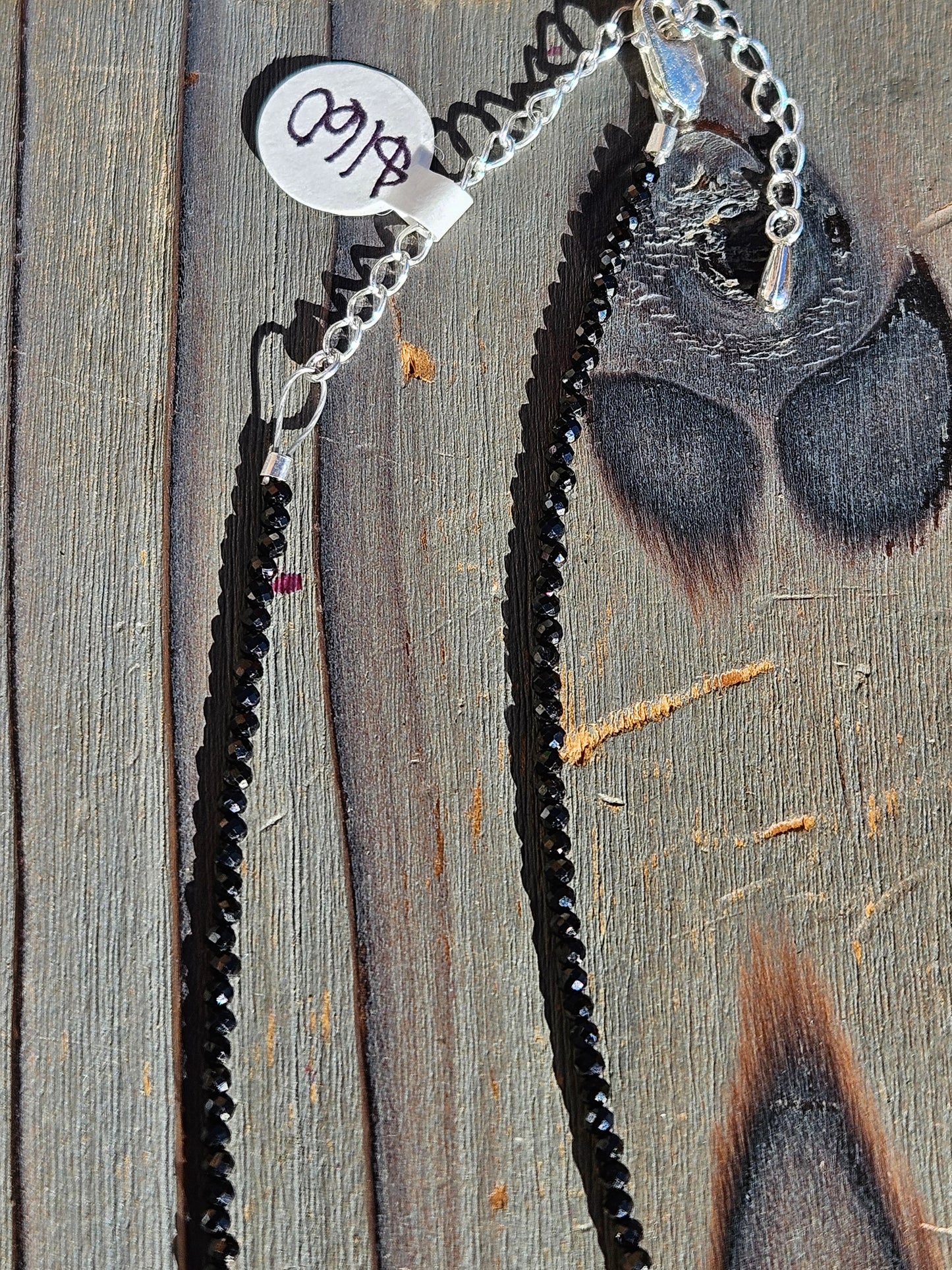 Black Spinel Micro Mini Necklace, 19in