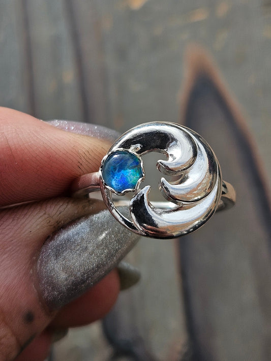 Wave Opal Ring, Size 9