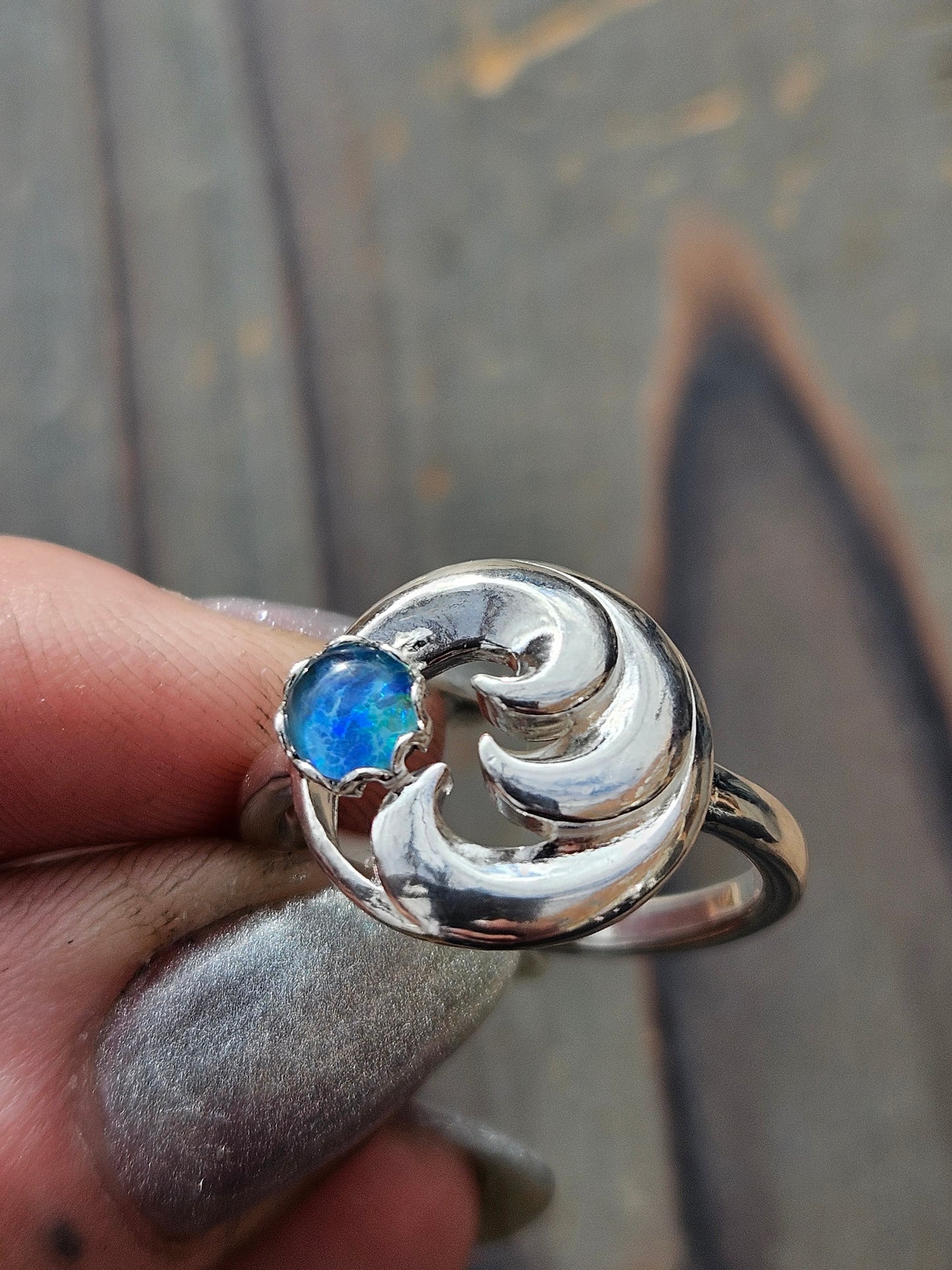 Wave Opal Ring, Size 9