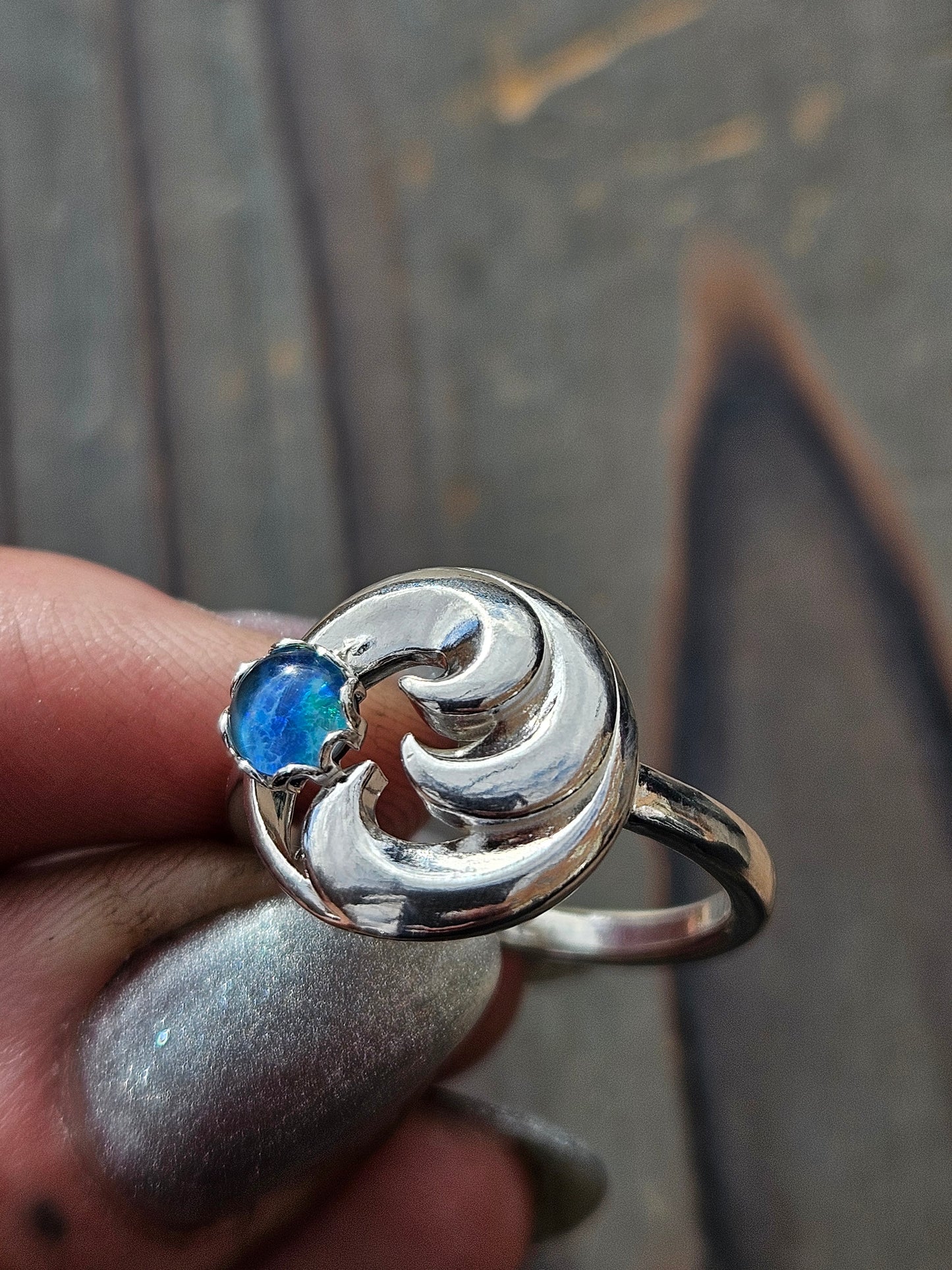 Wave Opal Ring, Size 9