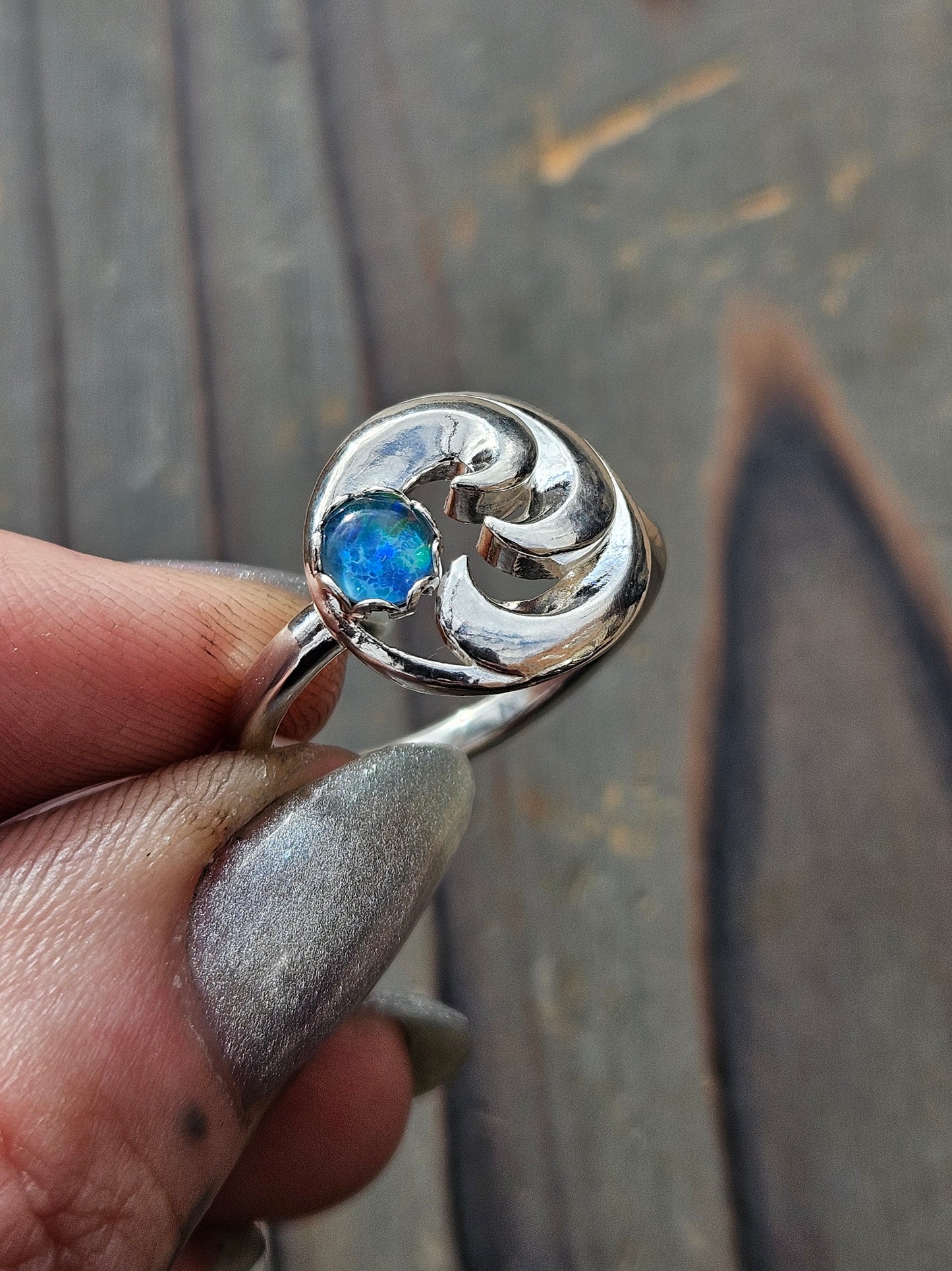 Wave Opal Ring, Size 9