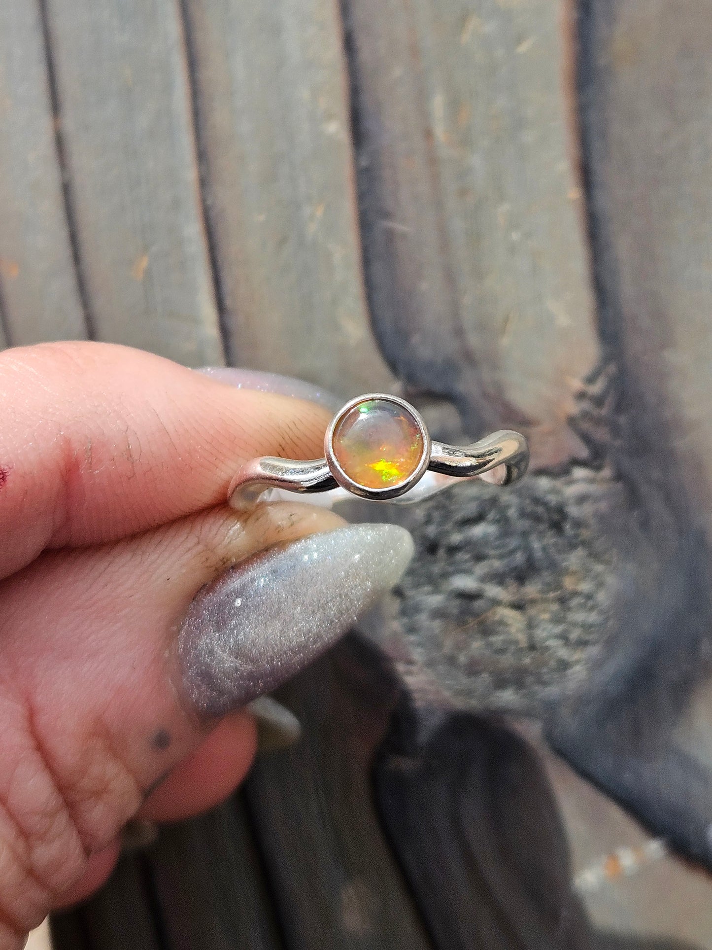 Black Opal Ring, Size 6.5