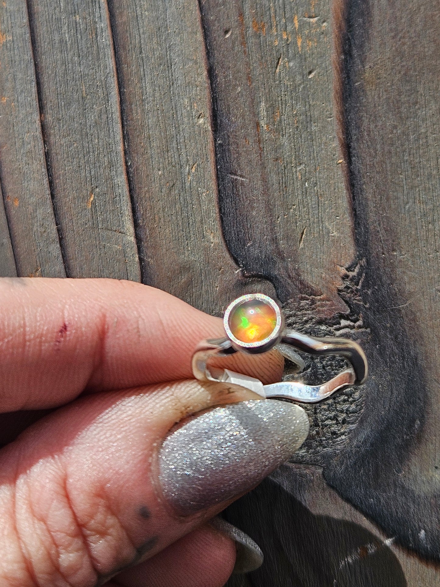 Black Opal Ring, Size 6.5