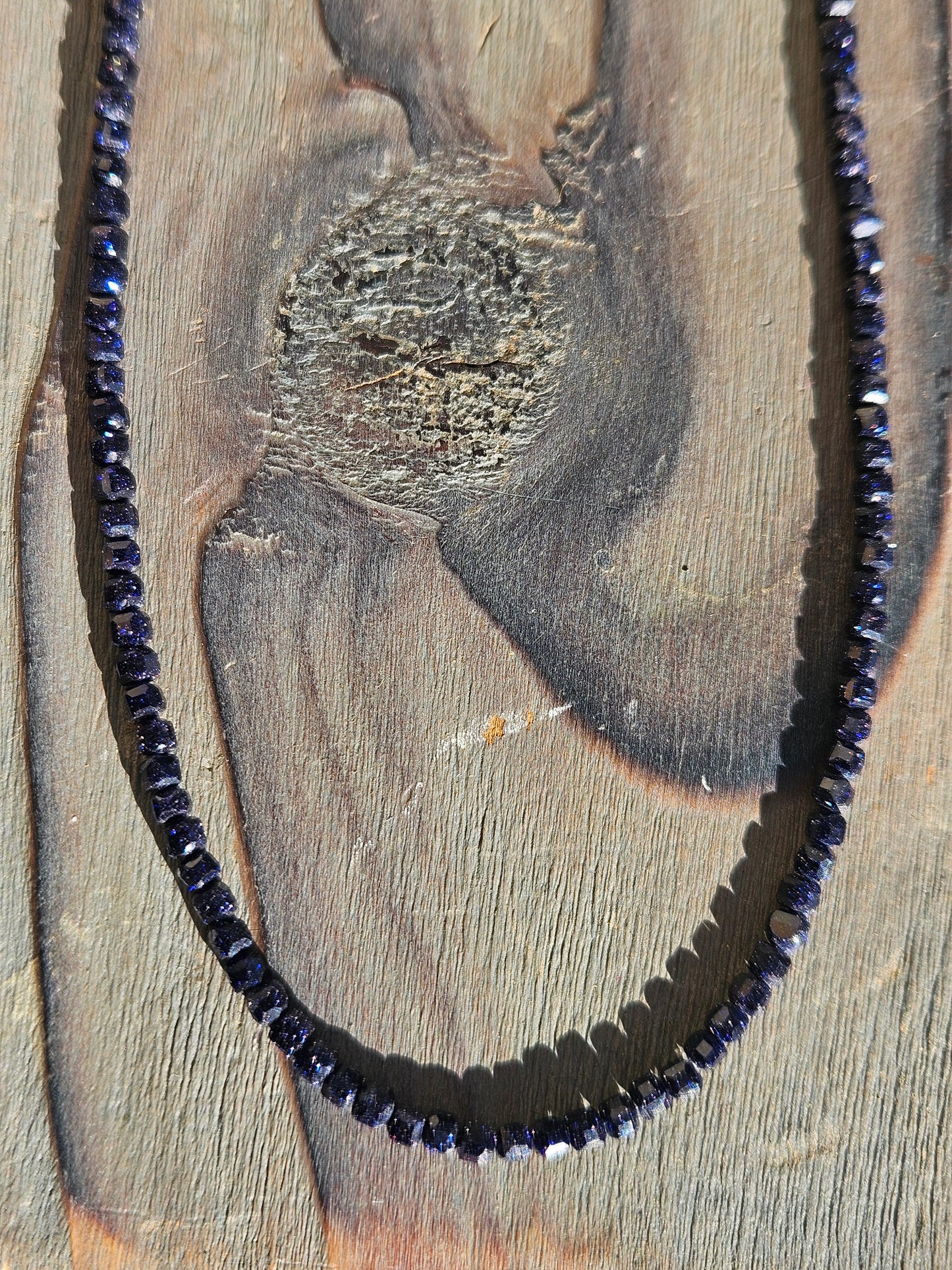 Blue Goldstone Micro-Mini Necklace, 18in