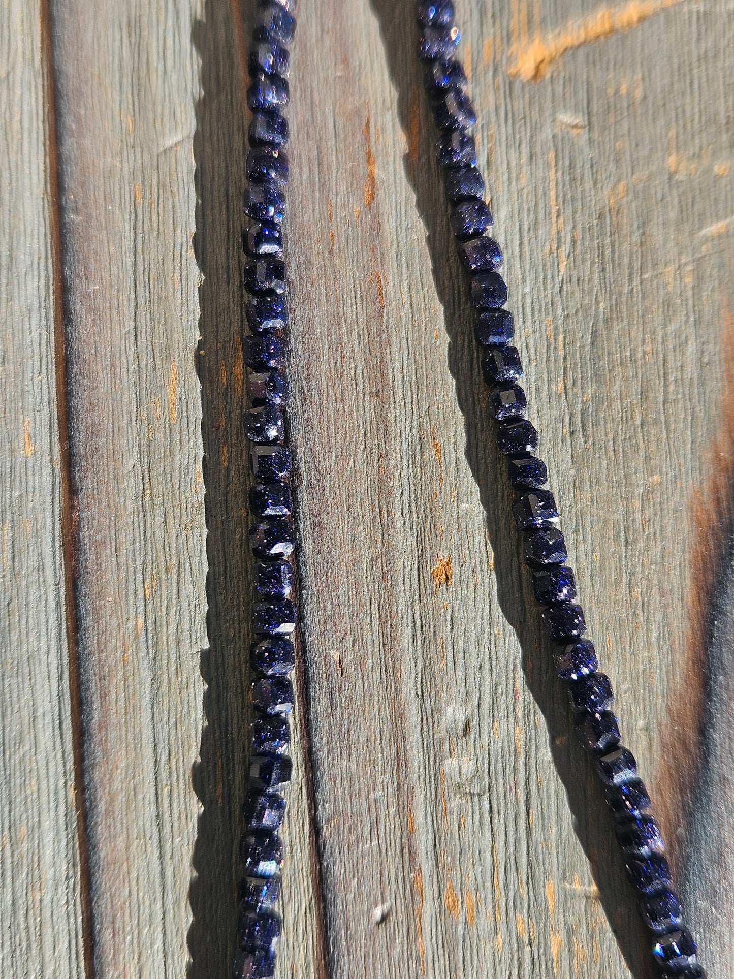 Blue Goldstone Micro-Mini Necklace, 18in