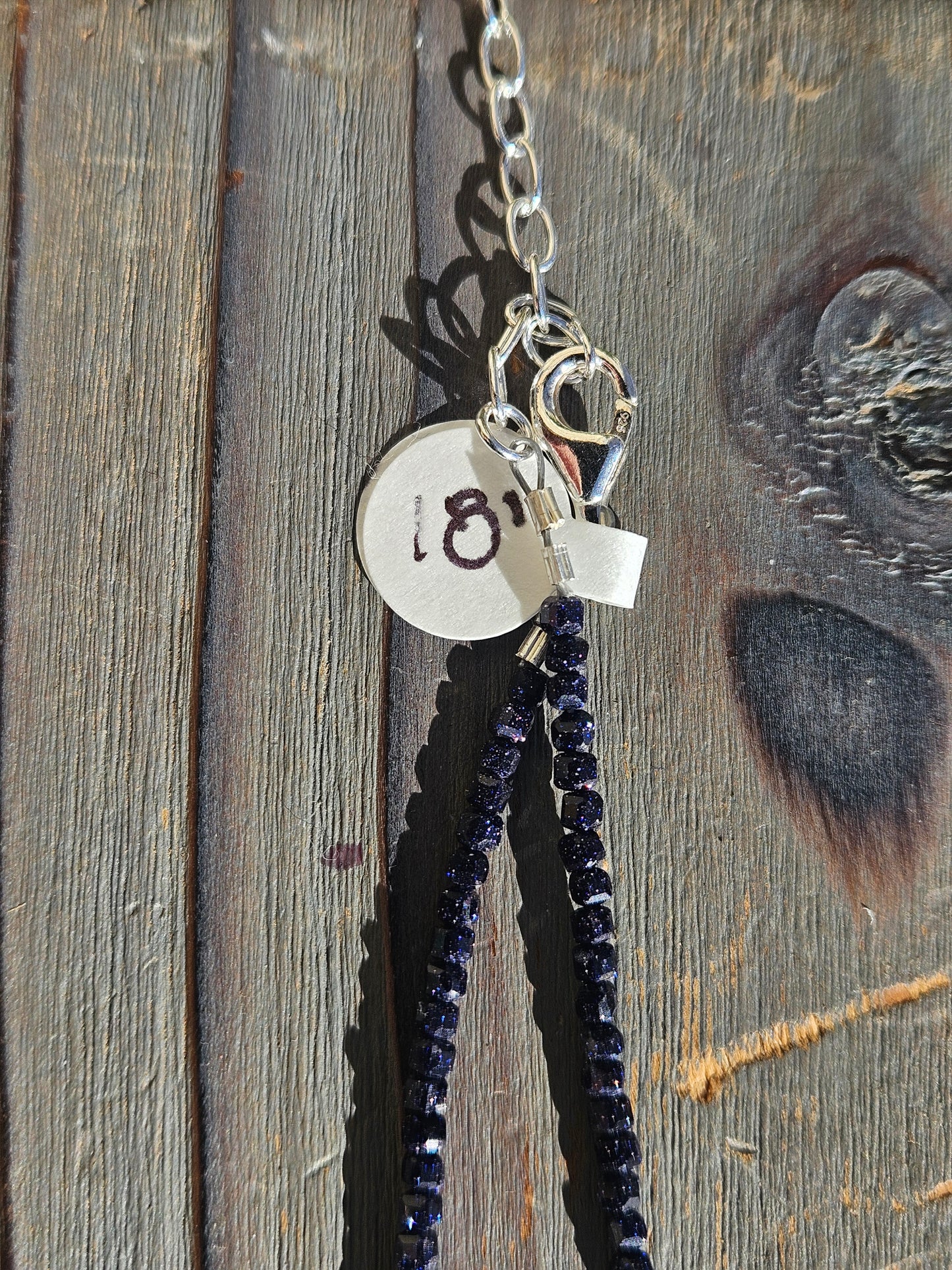 Blue Goldstone Micro-Mini Necklace, 18in