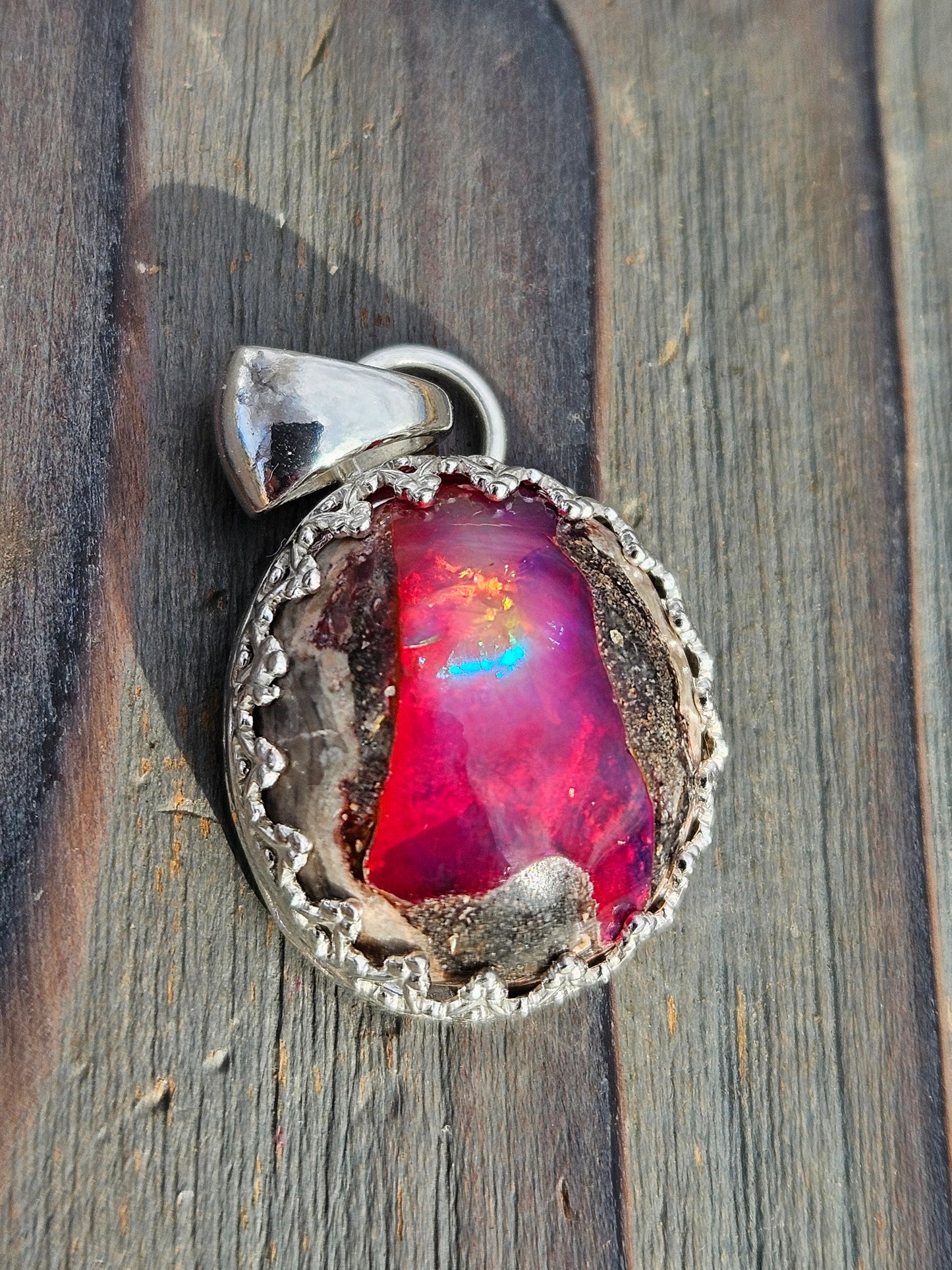 Pink Galaxy Opal Pendant