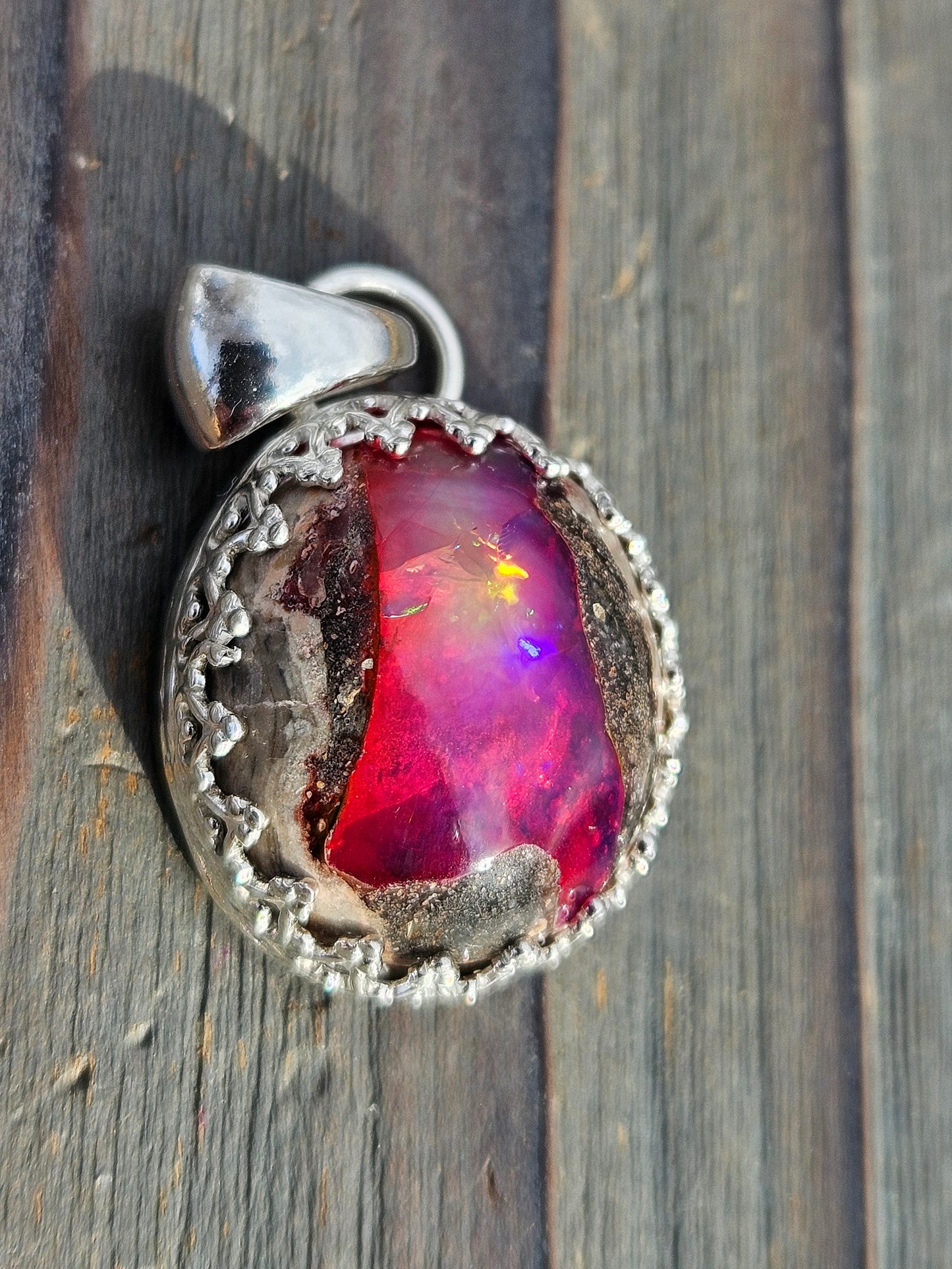 Pink Galaxy Opal Pendant