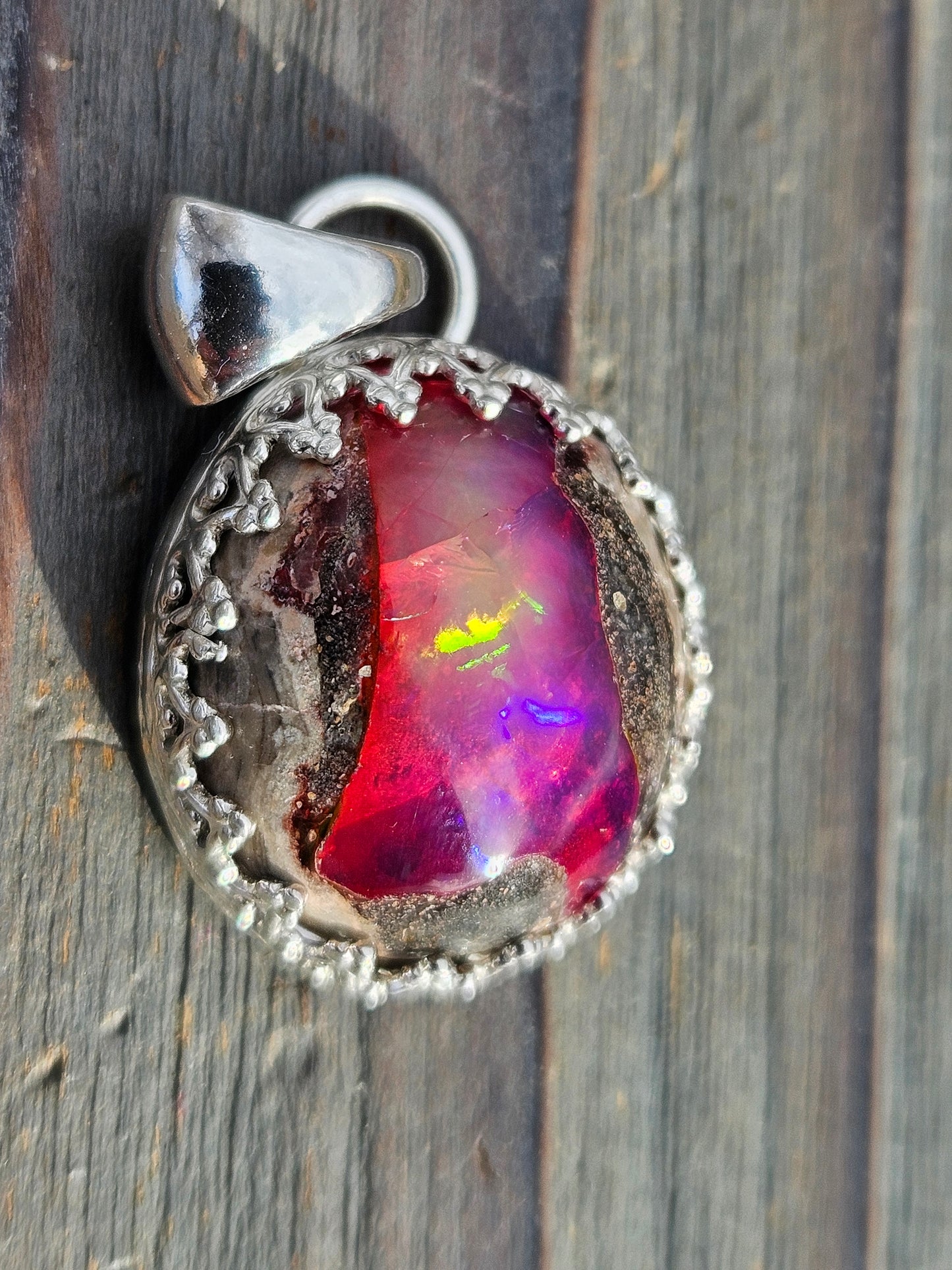 Pink Galaxy Opal Pendant
