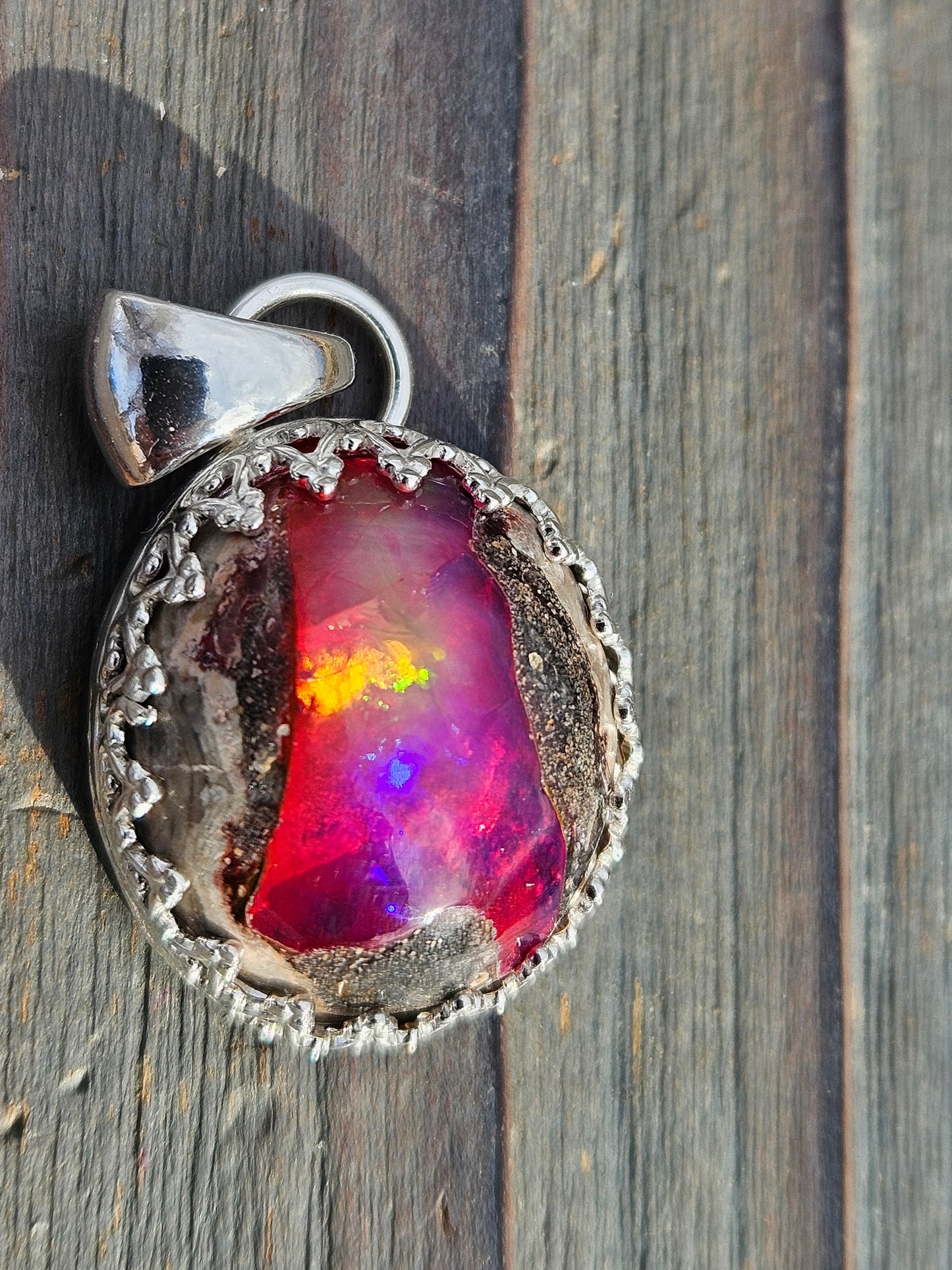 Pink Galaxy Opal Pendant