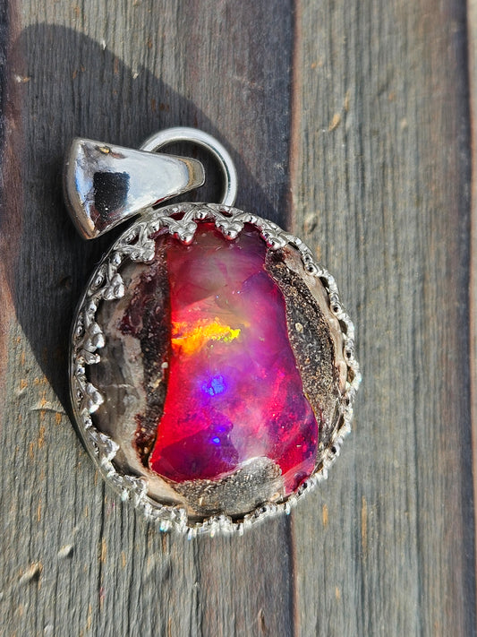 Pink Galaxy Opal Pendant
