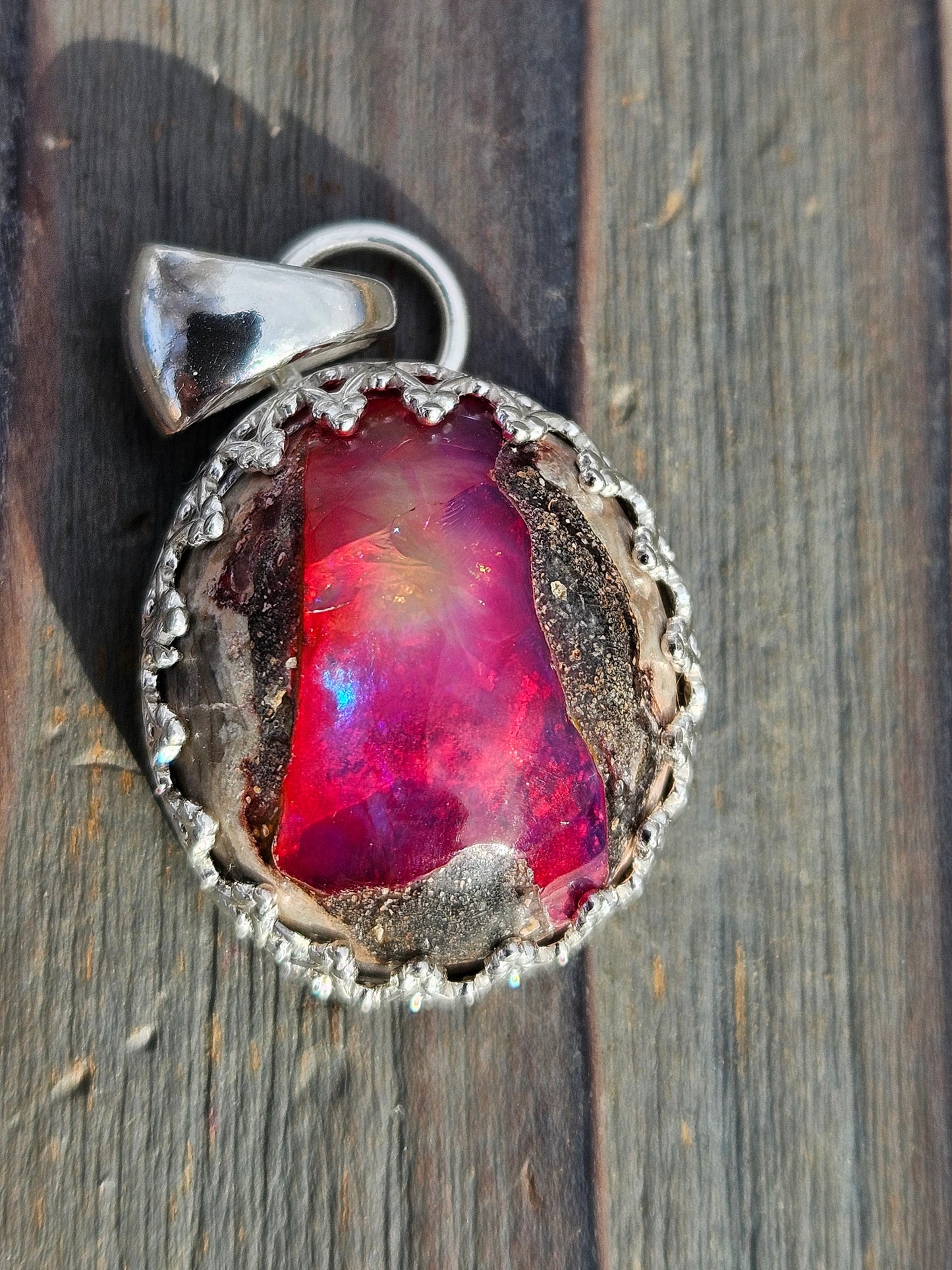Pink Galaxy Opal Pendant
