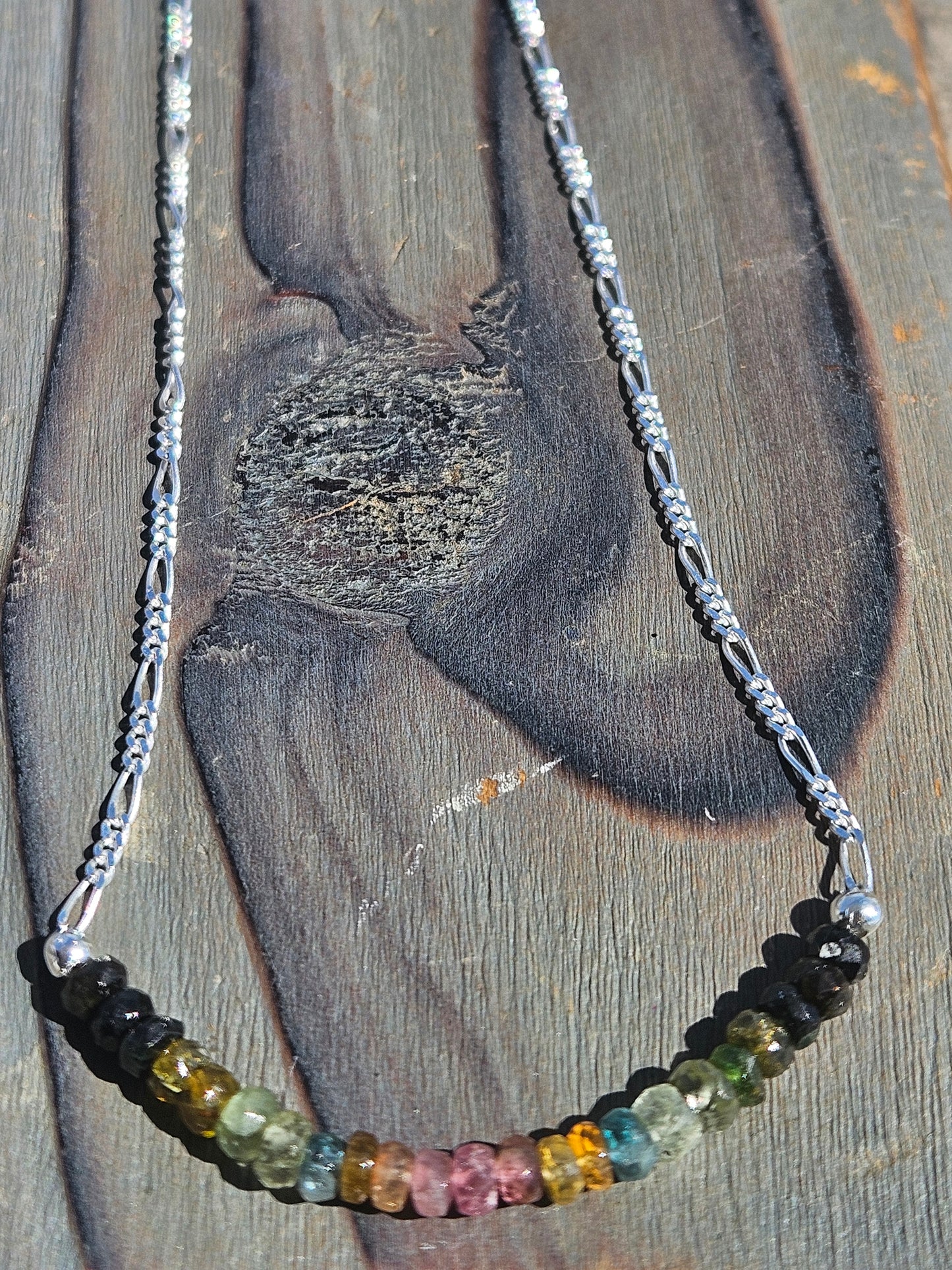 Watermelon Tourmaline Necklace, 18in