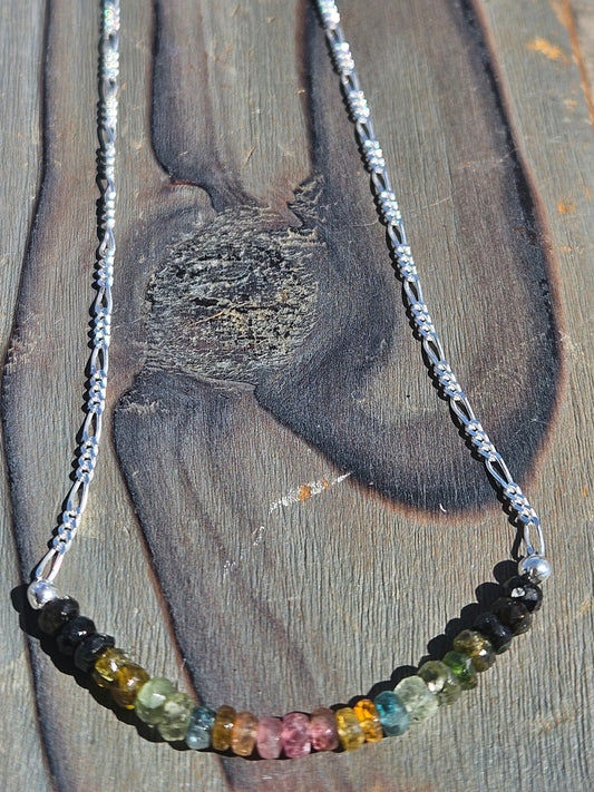 Watermelon Tourmaline Necklace, 18in