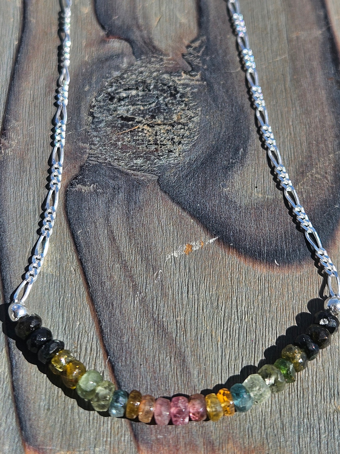 Watermelon Tourmaline Necklace, 18in