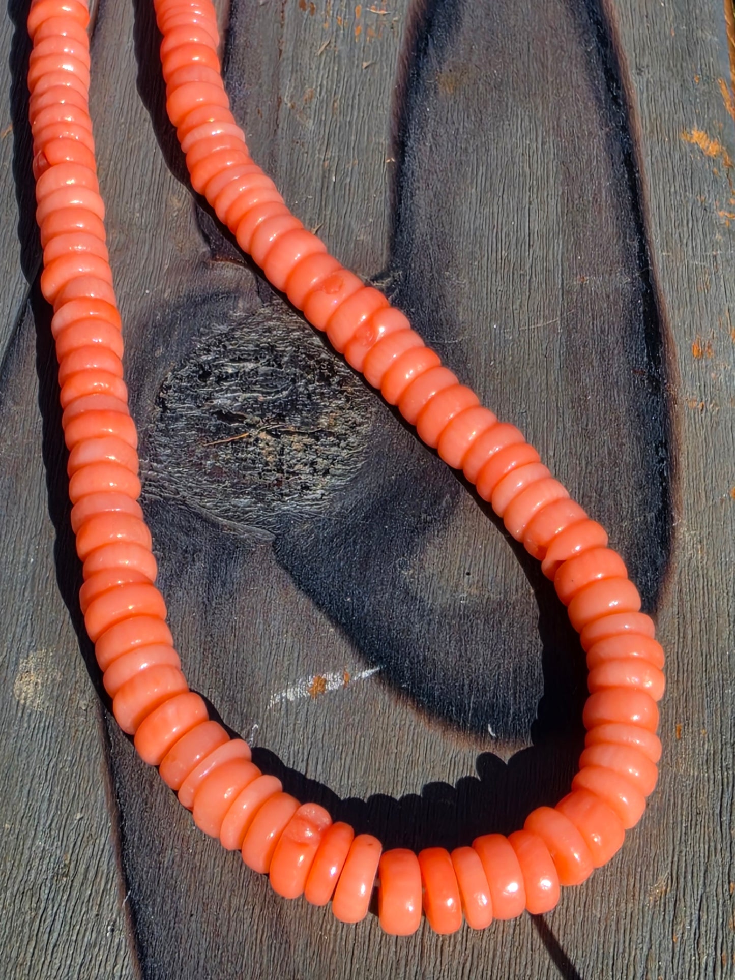 Orange Coral Necklace, 17in