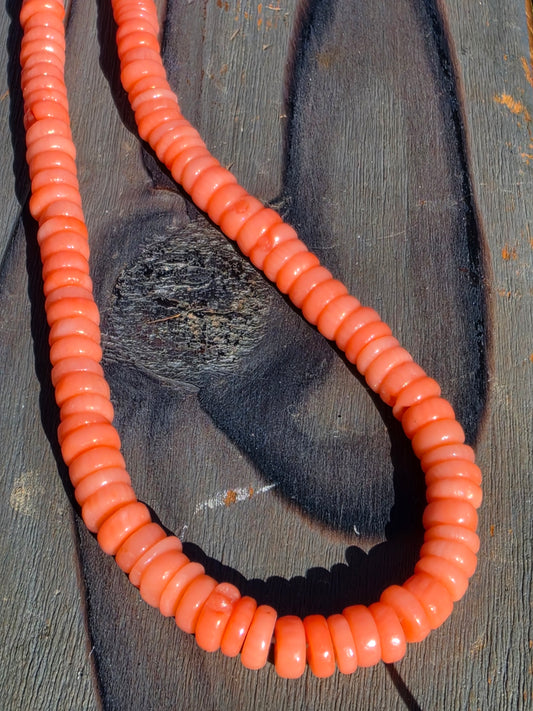 Orange Coral Necklace, 17in