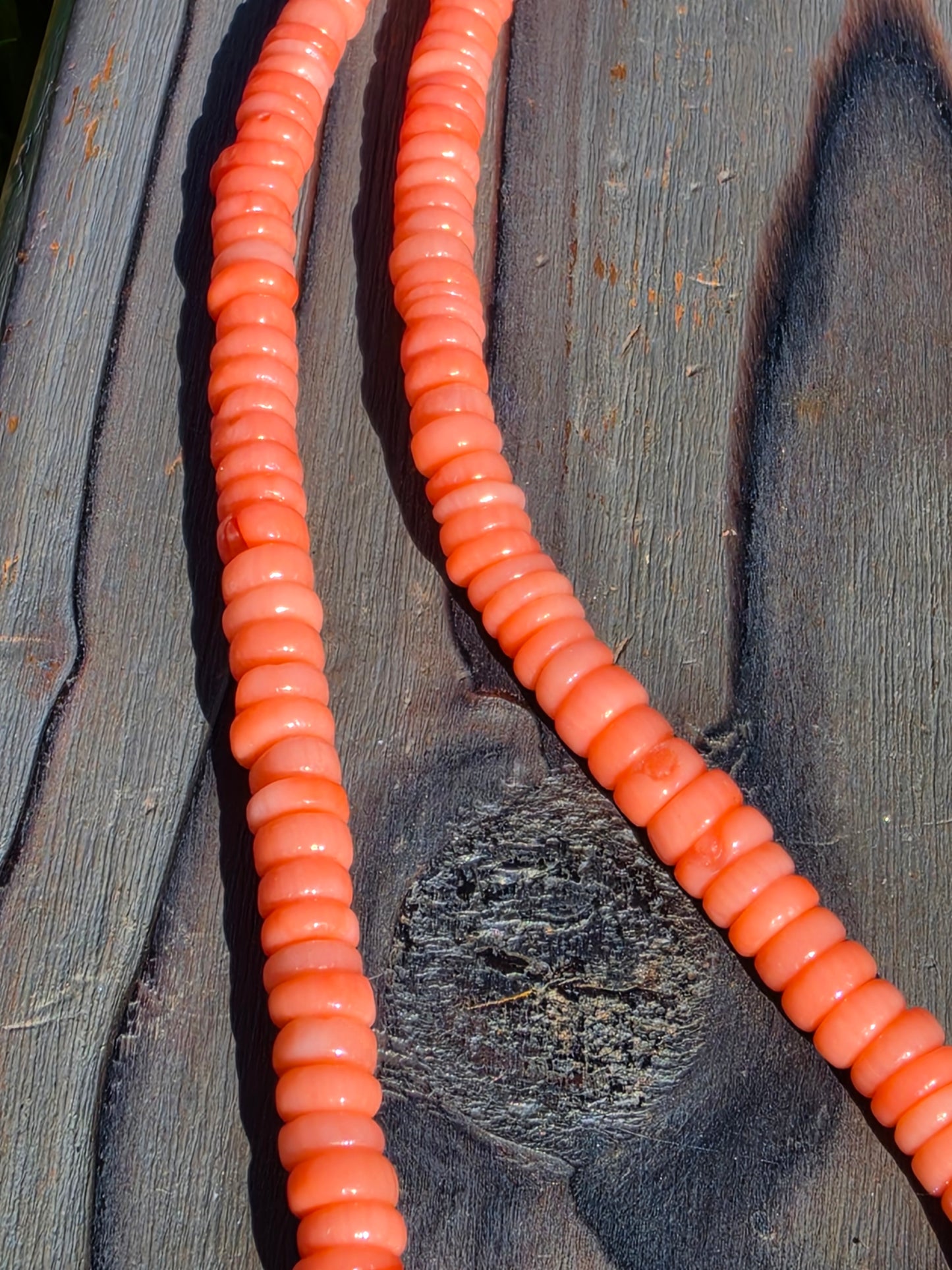 Orange Coral Necklace, 17in